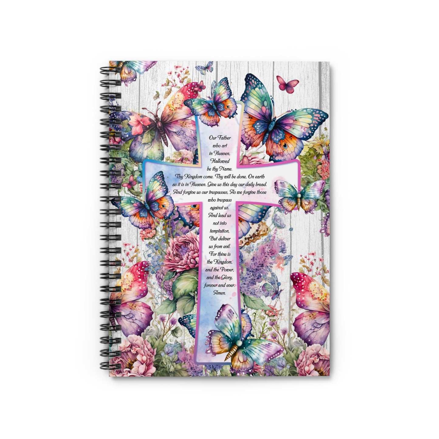 Our Father The Lords Prayer Beautiful Cross Christian journal or Notebook. Notes Spiral Notebook - Ruled Line