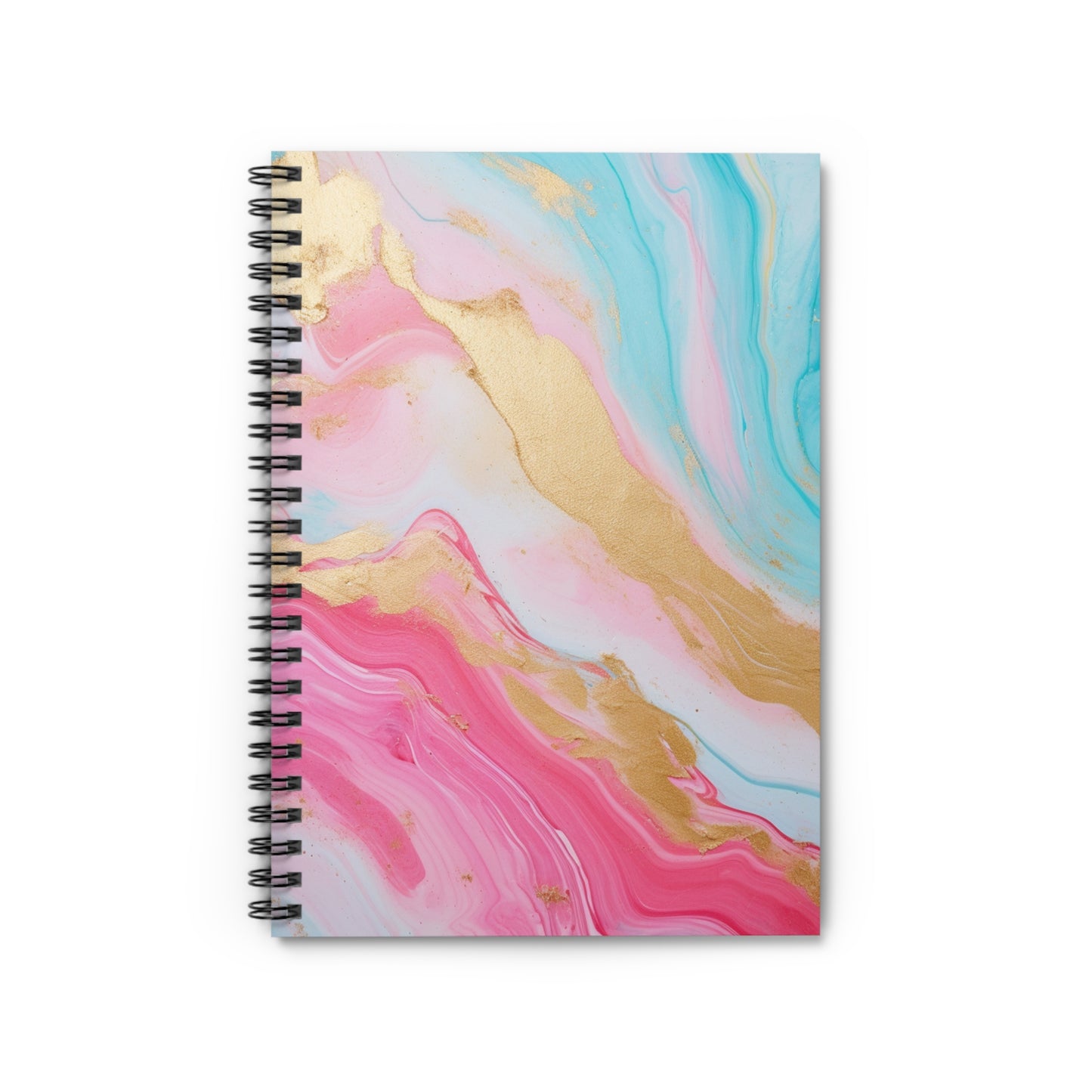 Blue, Pink and Gold Marble journal or Notebook. Boho, minimalist, Notes Spiral Notebook - Ruled Line
