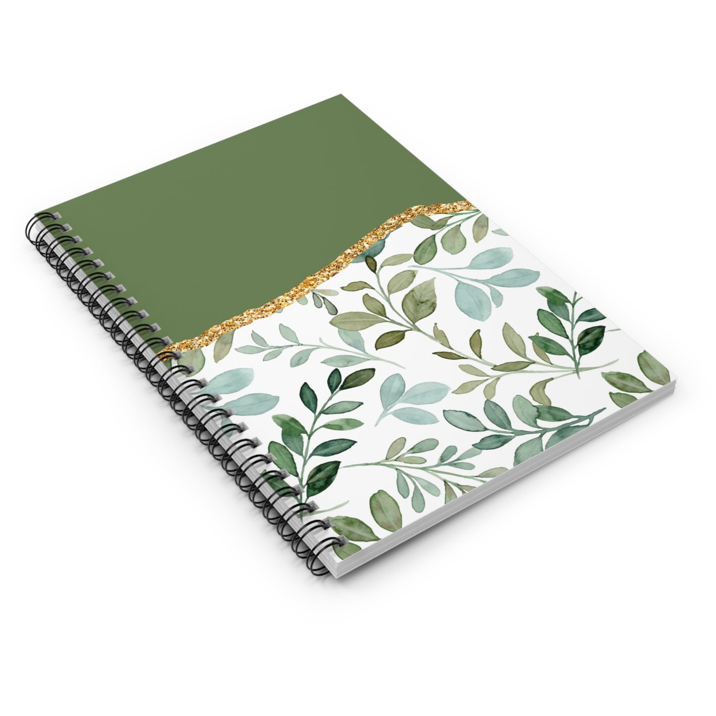 Green Floral Journal or Notebook. Minimalist, Notes Spiral Notebook - Ruled Line
