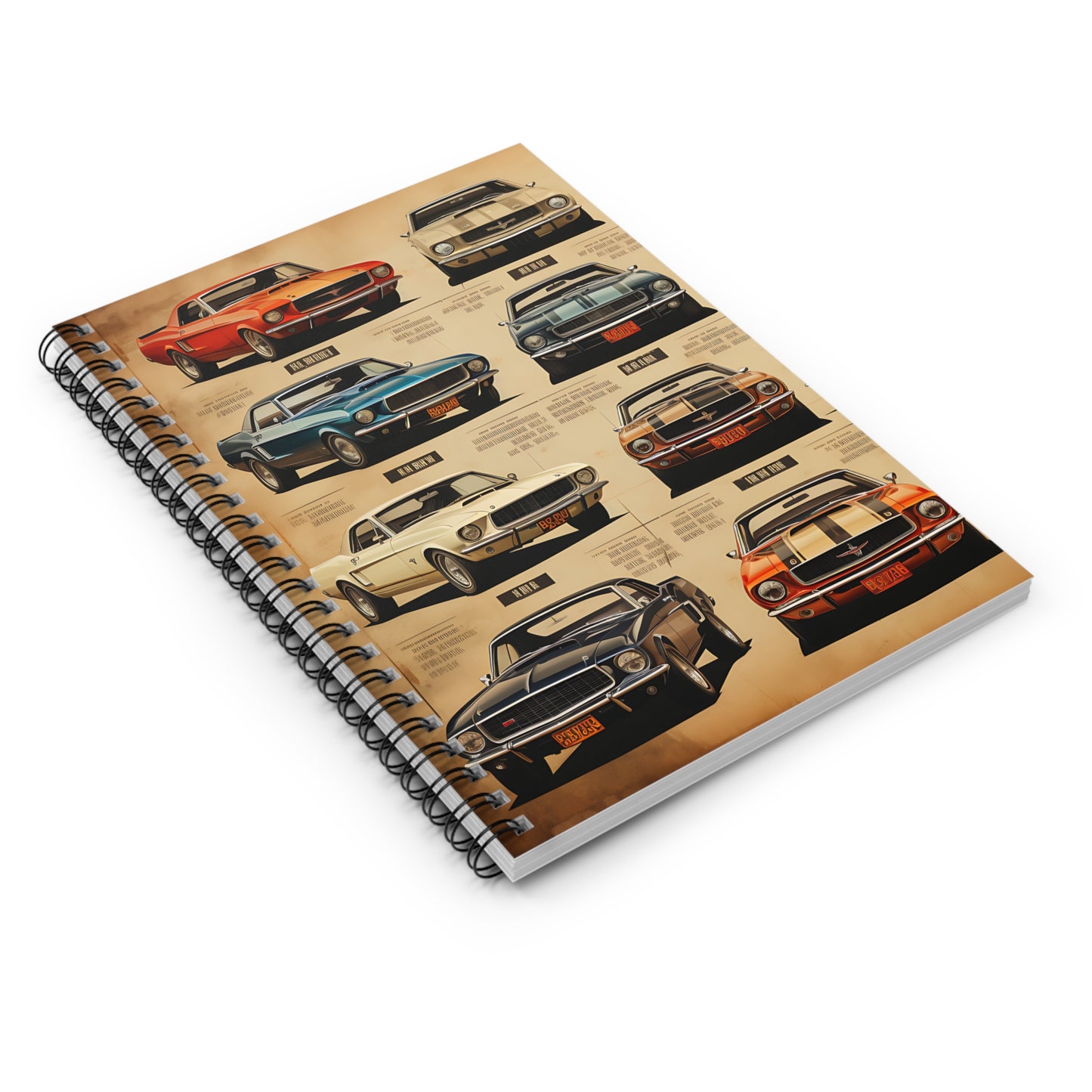 Classic American cars 1970 mustang Cars journal or Notebook. Boho, minimalist, Notes Spiral Notebook - Ruled Line