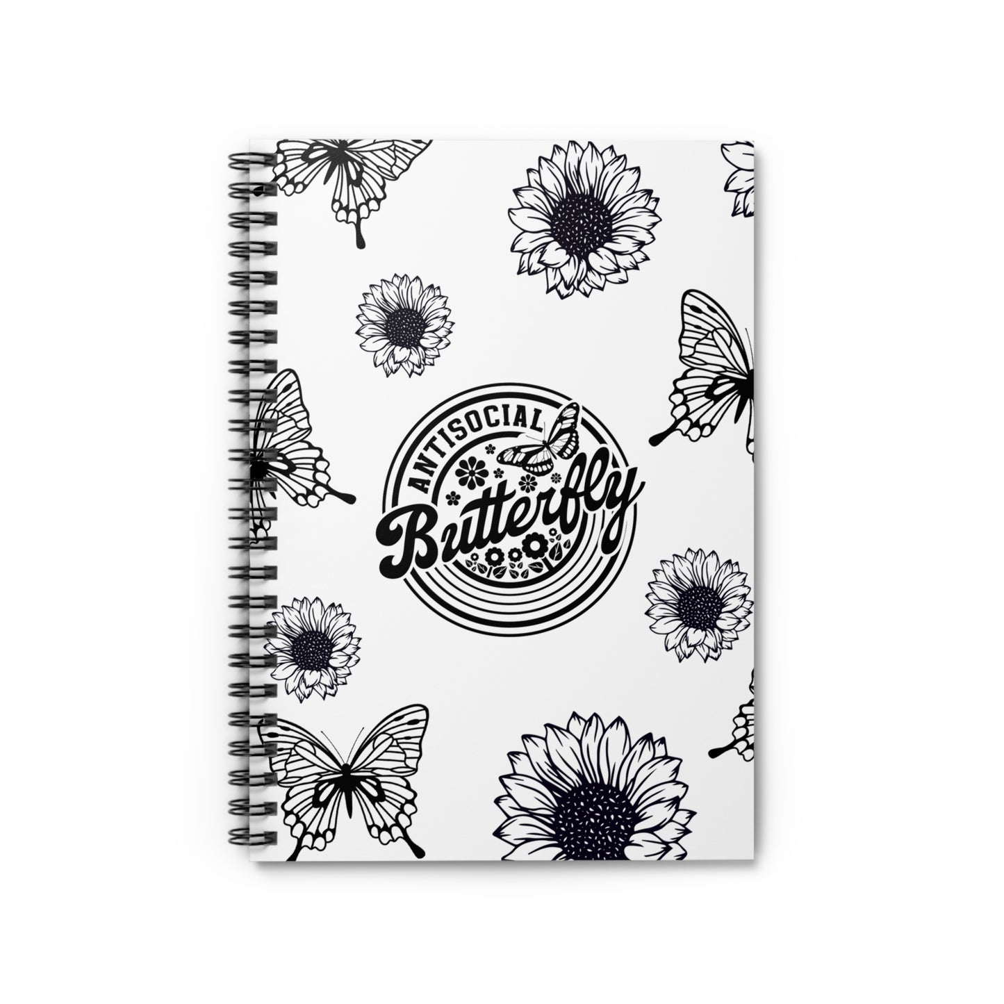 Antisocial Butterfly Journal or Notebook. Minimalist, Notes Spiral Notebook - Ruled Line