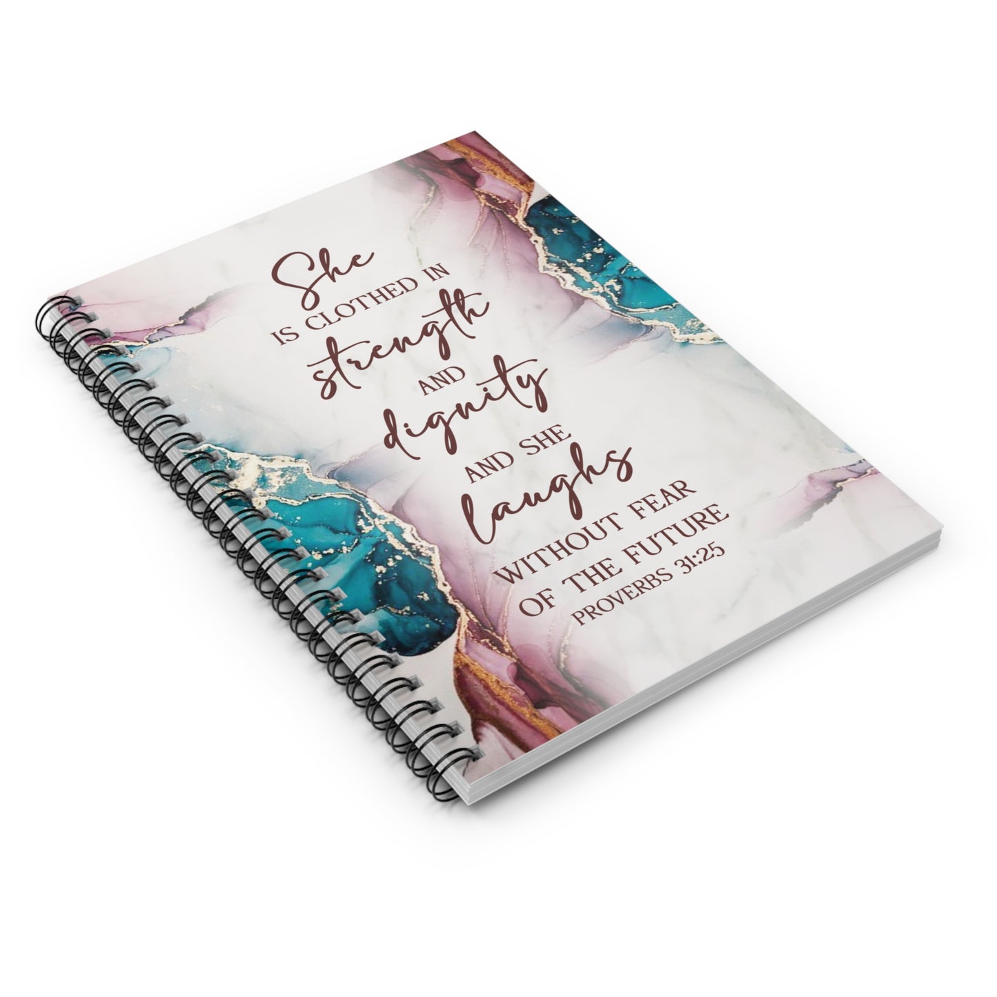 She is clothed and strength and dignity Christian journal or Notebook. Notes Spiral Notebook - Ruled Line