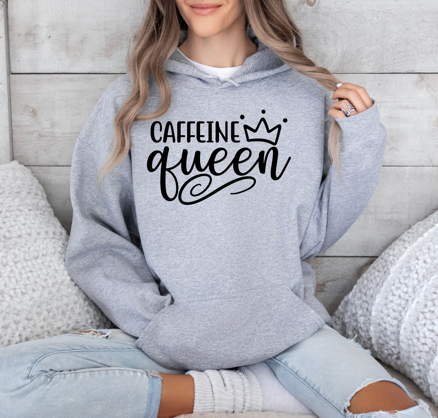 Caffeine Queen Hoodie - Comfortable & Fashionable Sweatshirt in Multiple Colors Coffee Lover, Caffeine Lover