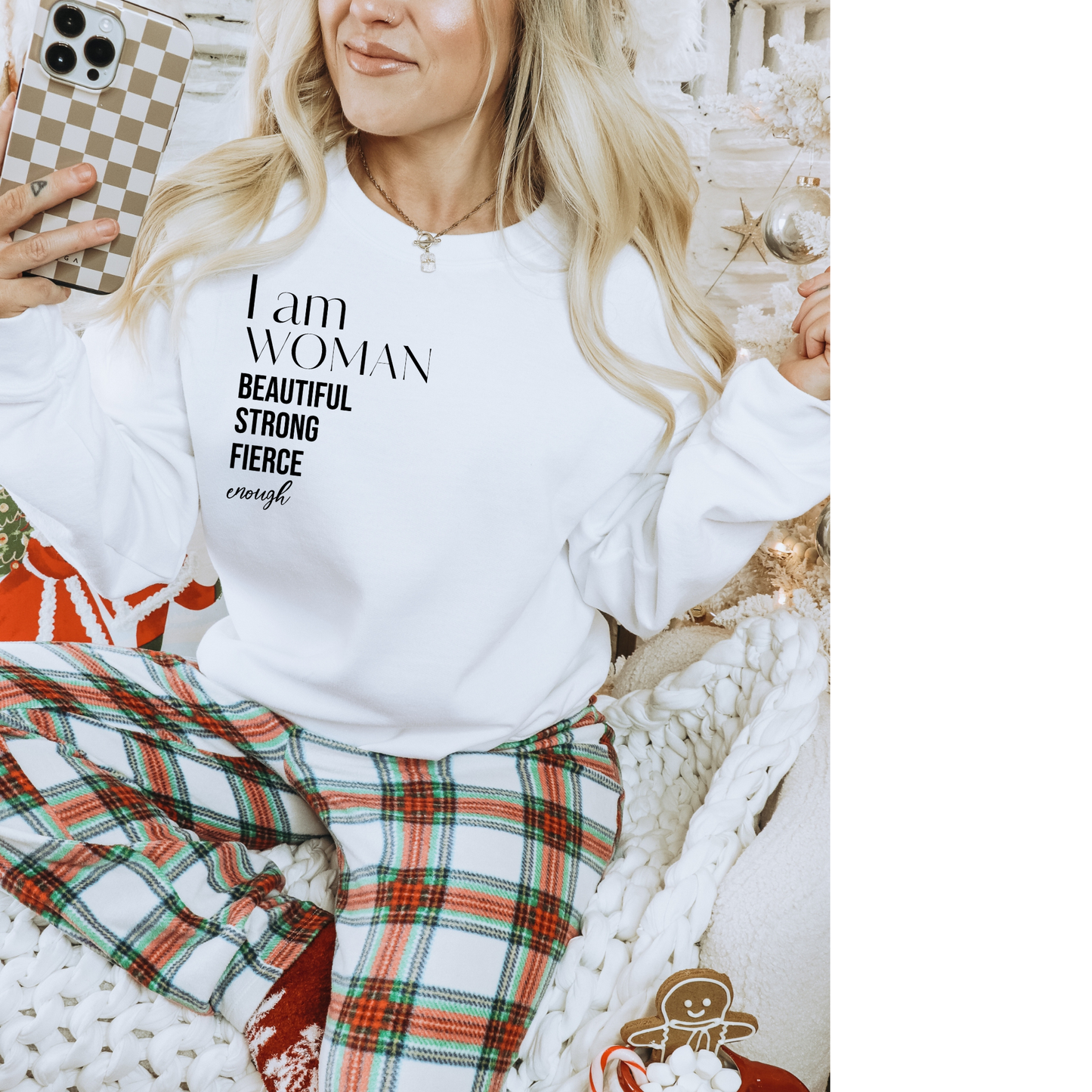I am woman beautiful strong fierce enough! Unisex DryBlend® Crewneck Sweatshirt