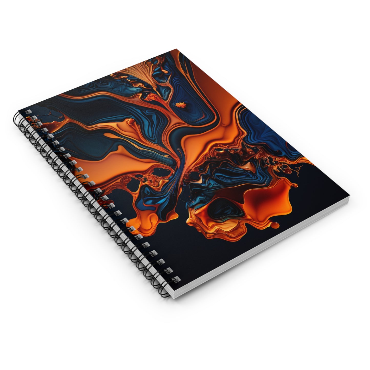 Navy and orange swirl designed journal or Notebook. Boho, minimalist, Notes Spiral Notebook - Ruled Line