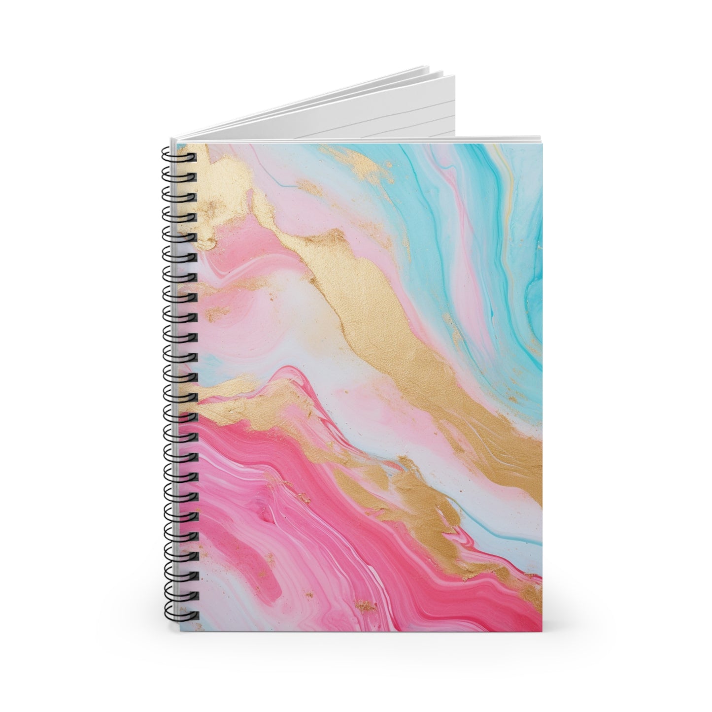 Blue, Pink and Gold Marble journal or Notebook. Boho, minimalist, Notes Spiral Notebook - Ruled Line