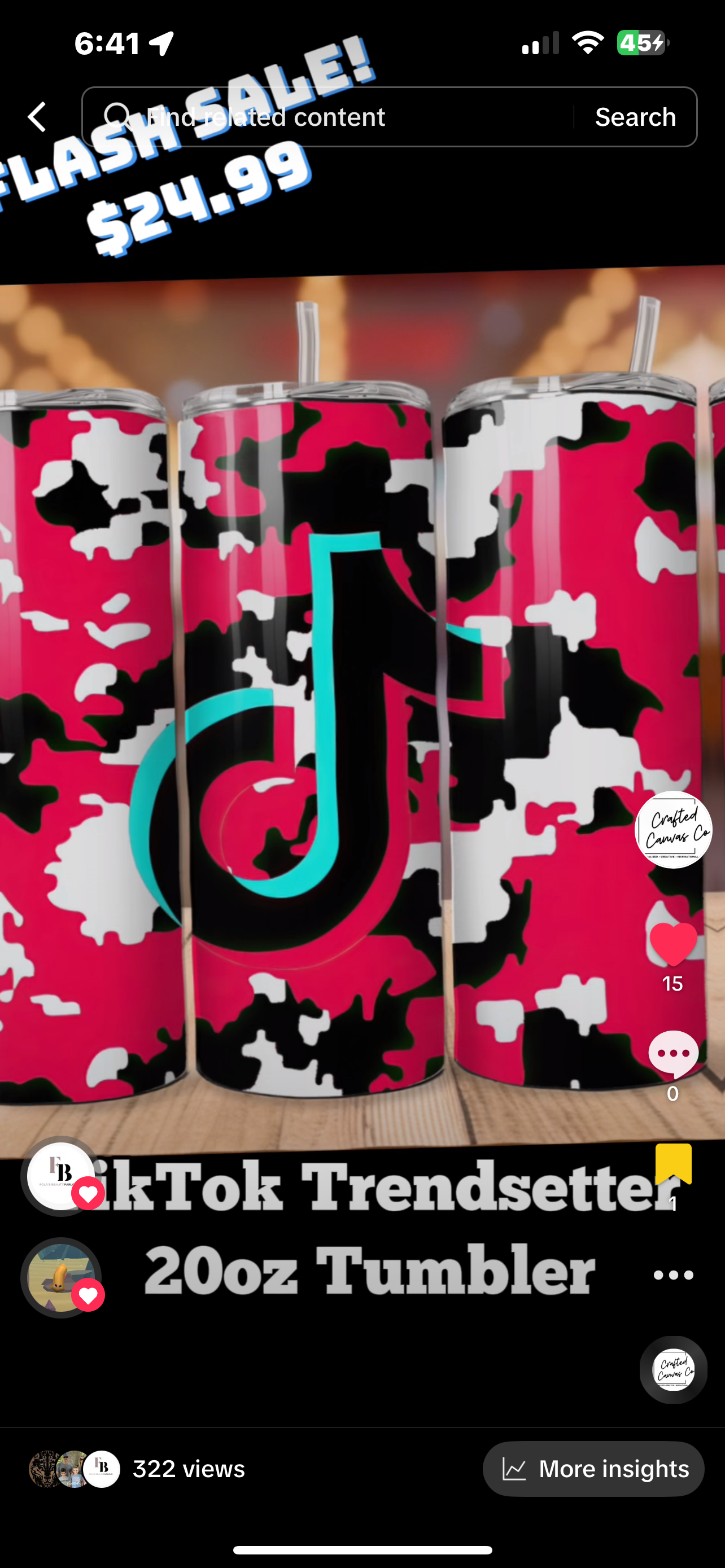 Tik Tok Pink White & Black Skinny Tumbler, 20oz