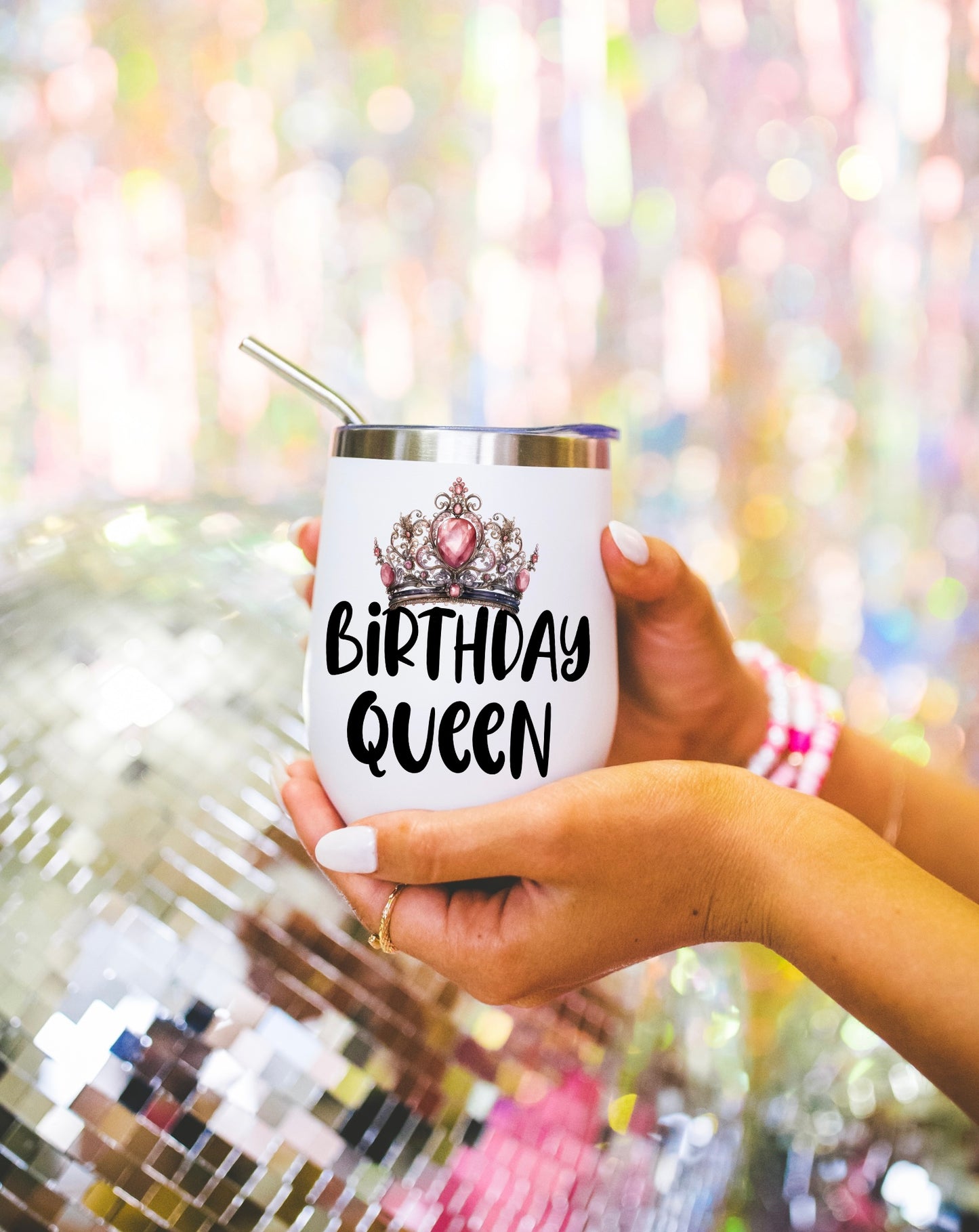 Birthday Queen Insulated Wine Tumbler - Elegant, Personalized Drinkware