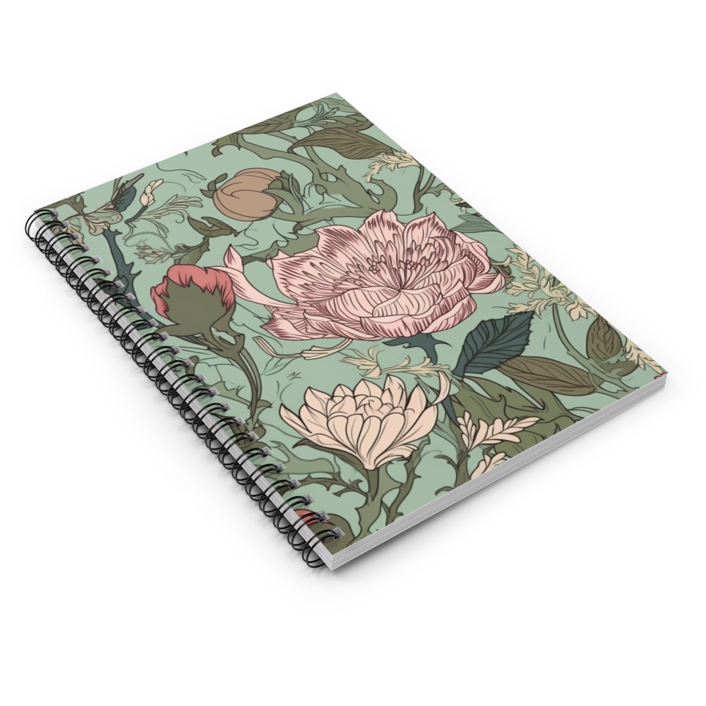 Victorian floral journal or Notebook. minimalist, Notes Spiral Notebook - Ruled Line