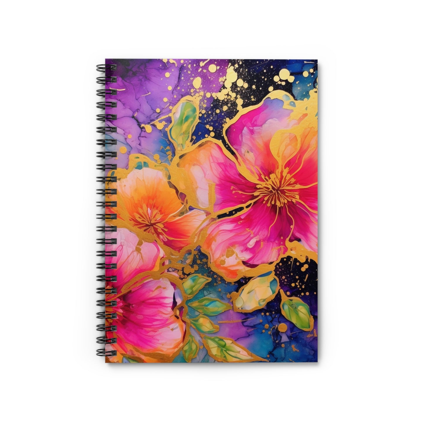 Pink & Purple Floral Journal or Notebook. Diary Notes Spiral Notebook - Ruled Lined