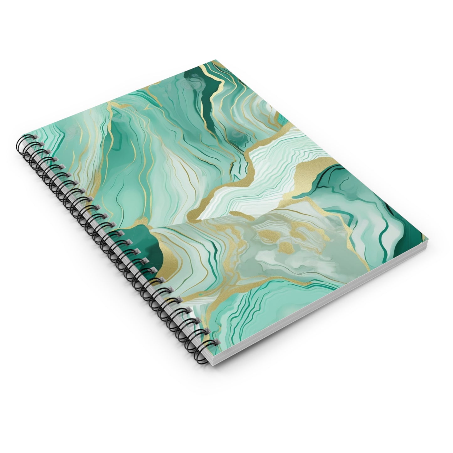 Mint & Gold Journal or Notebook. Diary Notes Spiral Notebook - Ruled Lined