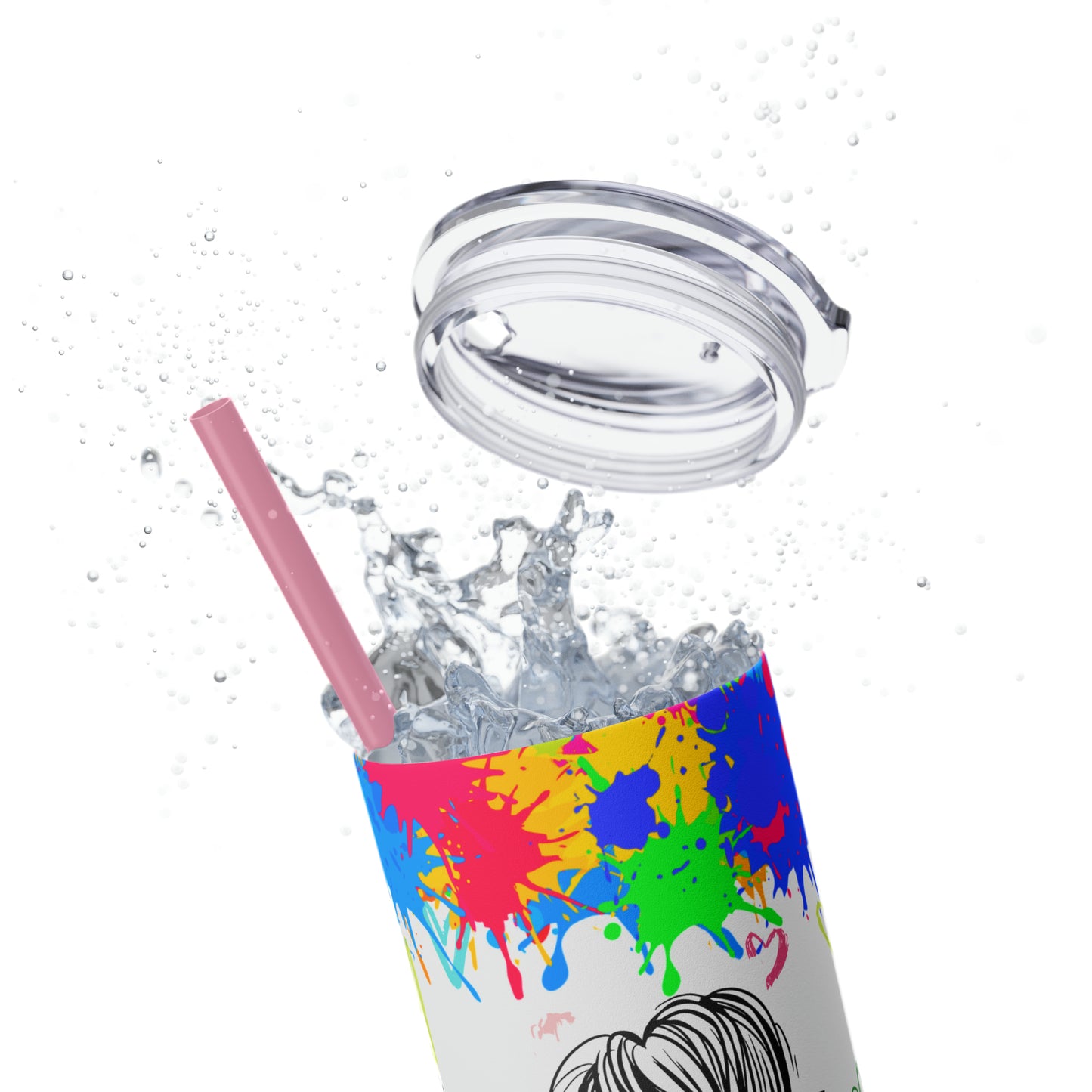Autism awareness, Mama EcoChic 20oz Skinny Stainless Steel Tumbler with Straw