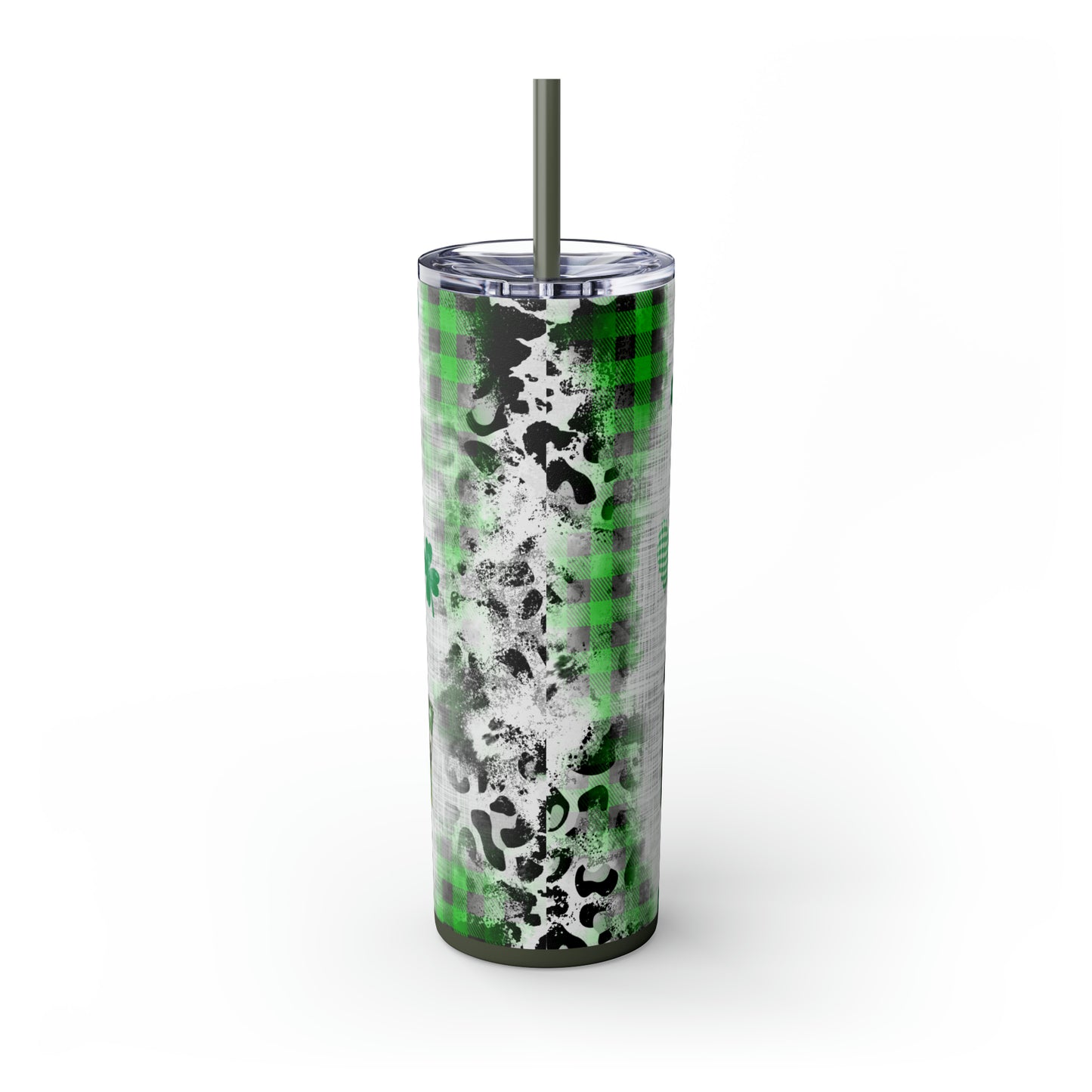 Lucky Mama, Messy Bun St Pattricks Day Skinny Tumbler, 20oz