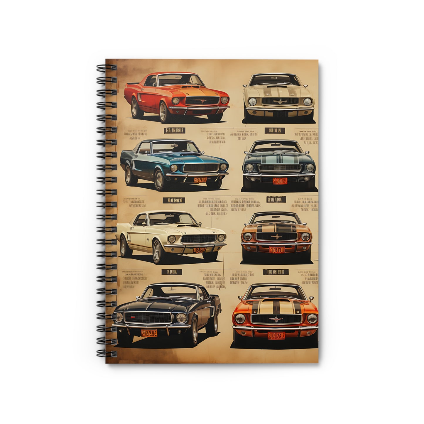 Classic American cars 1970 mustang Cars journal or Notebook. Boho, minimalist, Notes Spiral Notebook - Ruled Line