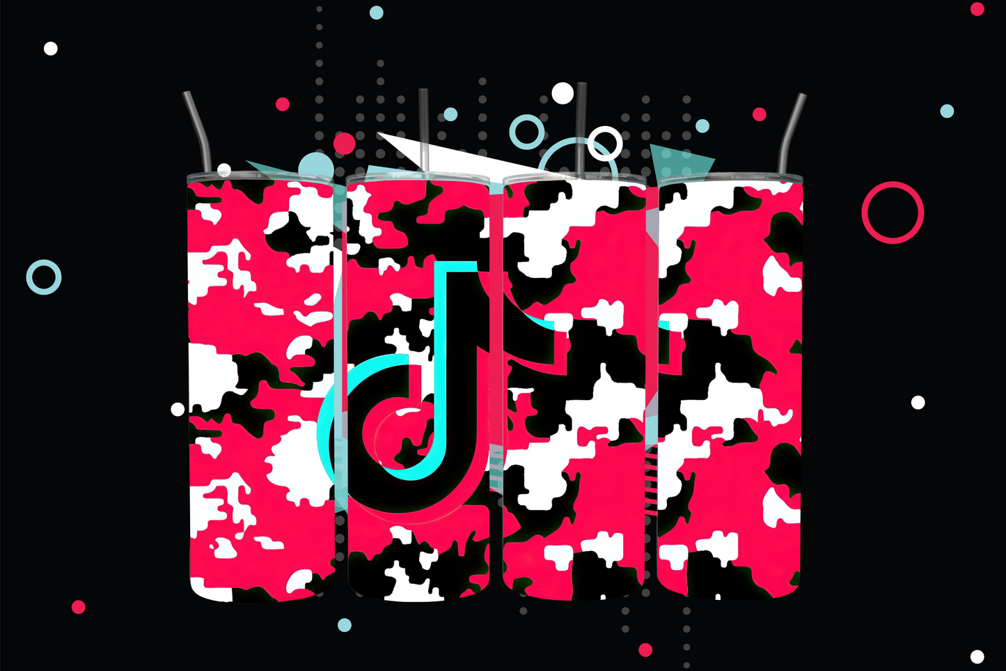 Tik Tok Pink White & Black Skinny Tumbler, 20oz
