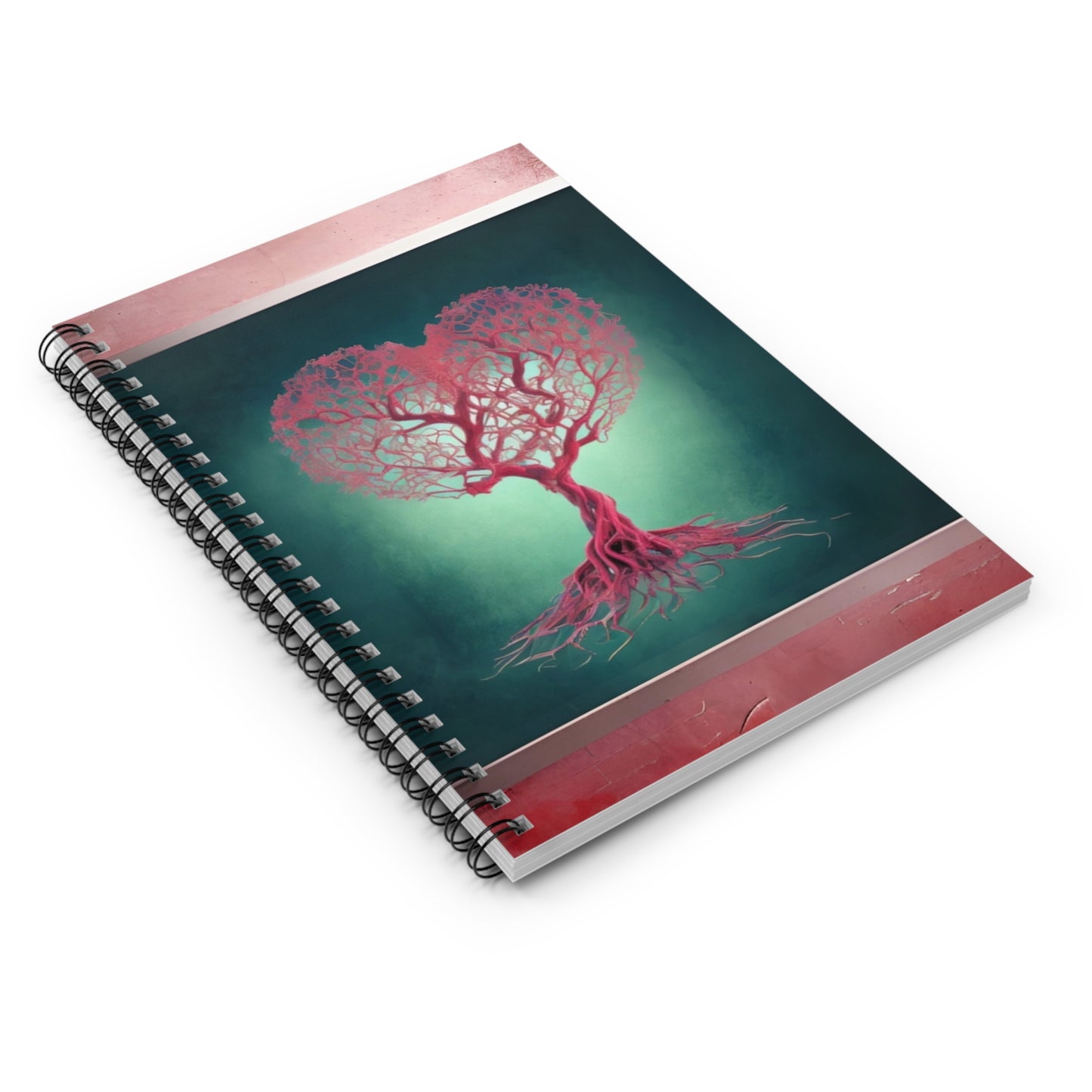 Tree of Hearts B Pink Spiral Notebook