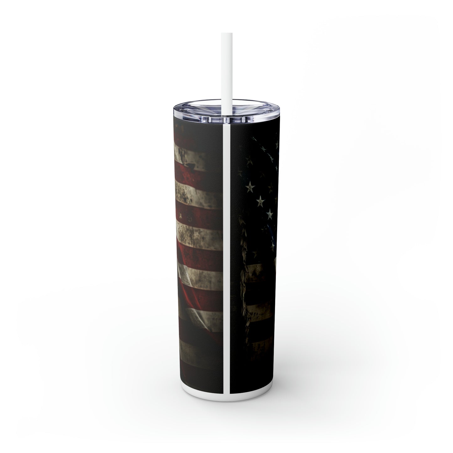 USA American Flag, EcoChic 20oz Skinny Stainless Steel Tumbler with Straw