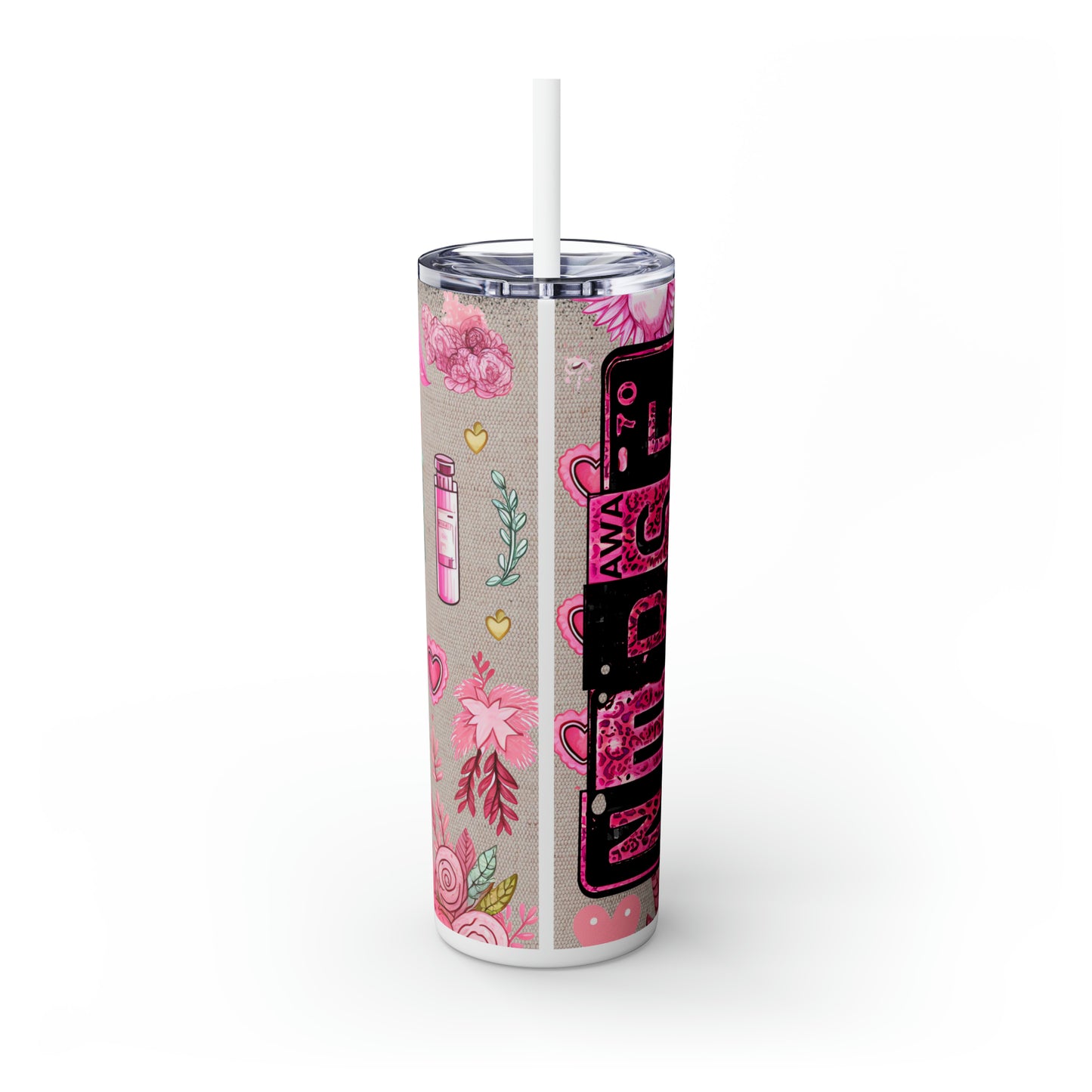Nurse Pink ,EcoChic 20oz Skinny Stainless Steel Tumbler with Straw