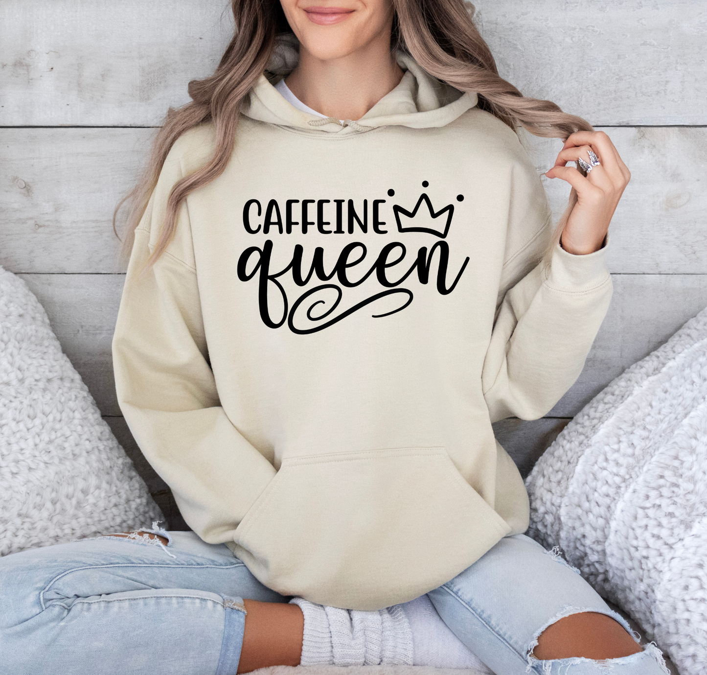 Caffeine Queen Hoodie - Comfortable & Fashionable Sweatshirt in Multiple Colors Coffee Lover, Caffeine Lover