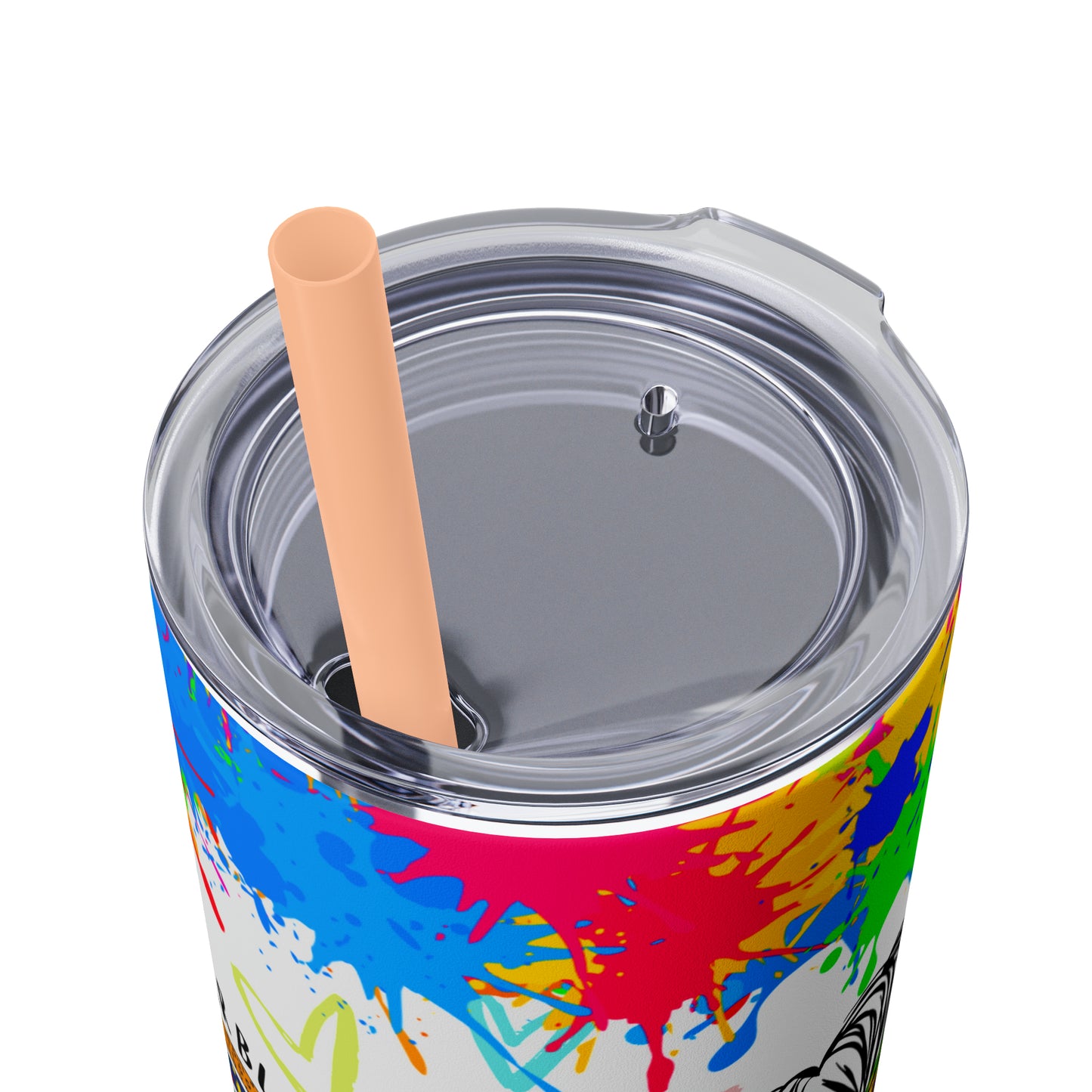 Autism awareness, Mama EcoChic 20oz Skinny Stainless Steel Tumbler with Straw