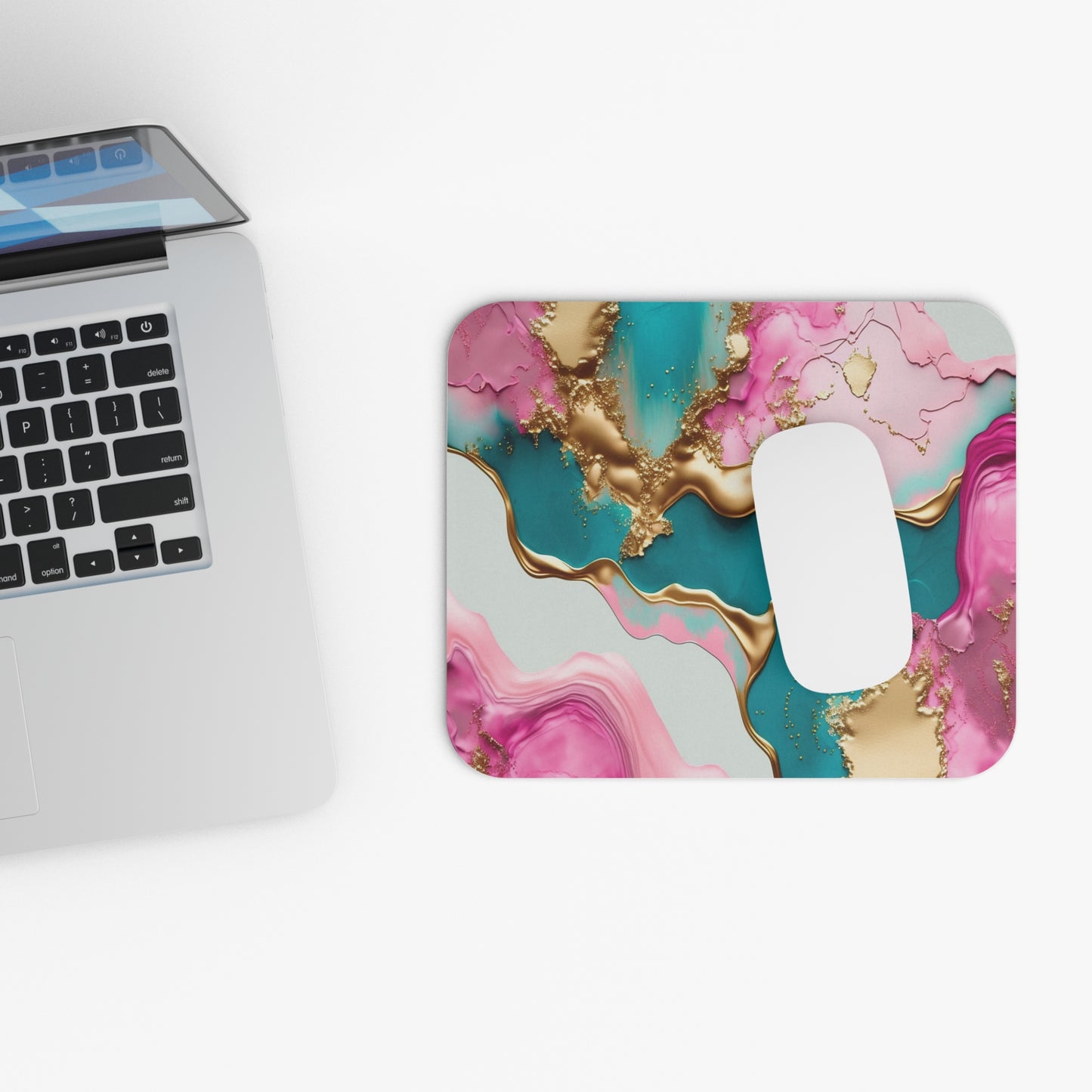 Pink, Gold, & Teal Mouse Pad (Rectangle)