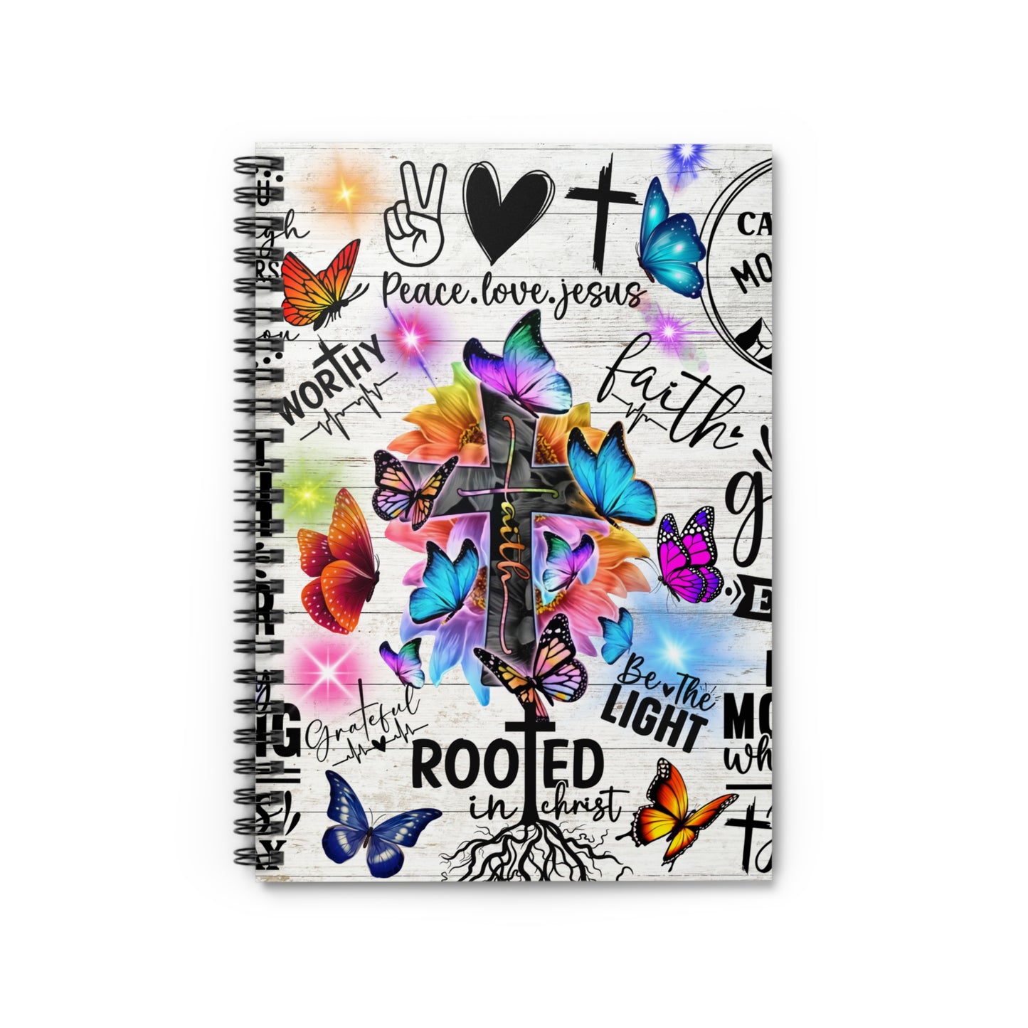 Collage style cross Christian journal or Notebook. Notes Spiral Notebook - Ruled Line