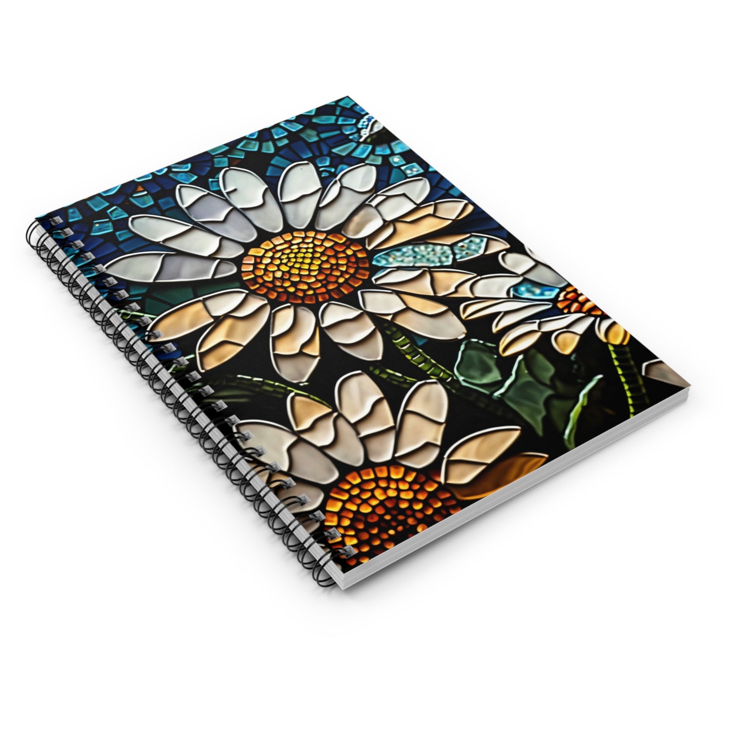 Stained glass daisies boho designed journal or Notebook. Boho, minimalist, Notes Spiral Notebook - Ruled Line