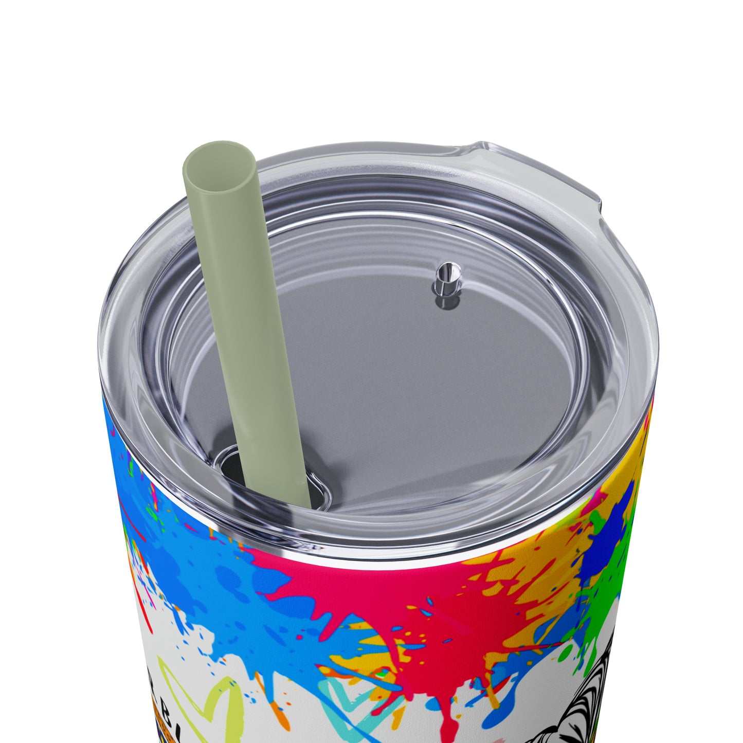 Autism awareness, Mama EcoChic 20oz Skinny Stainless Steel Tumbler with Straw