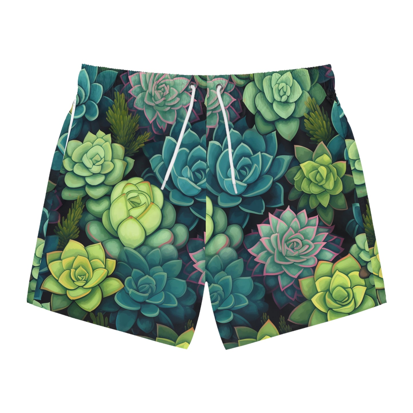 Men’s Green Succulents Swim Trunks