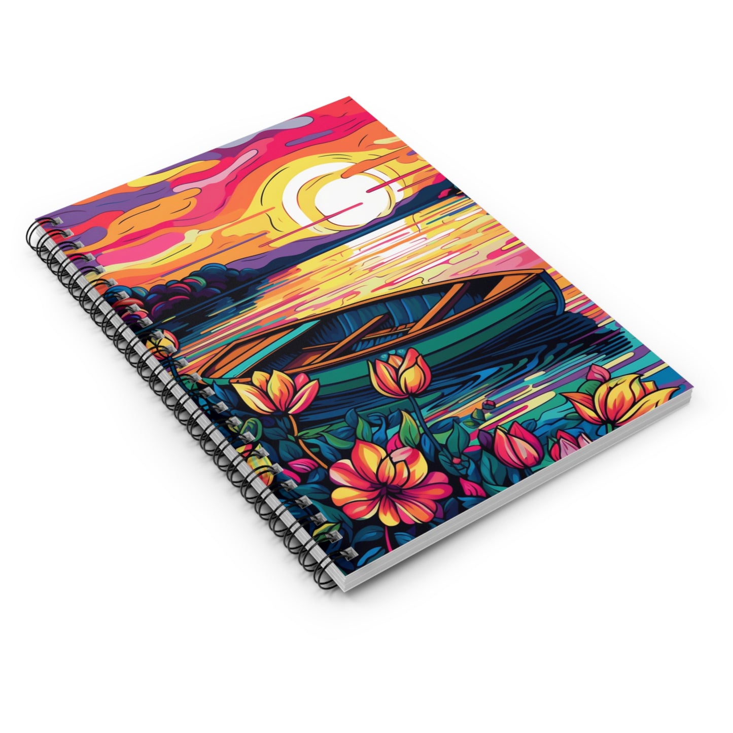 Peaceful lake painted journal or Notebook. Notes Spiral Notebook - Ruled Line