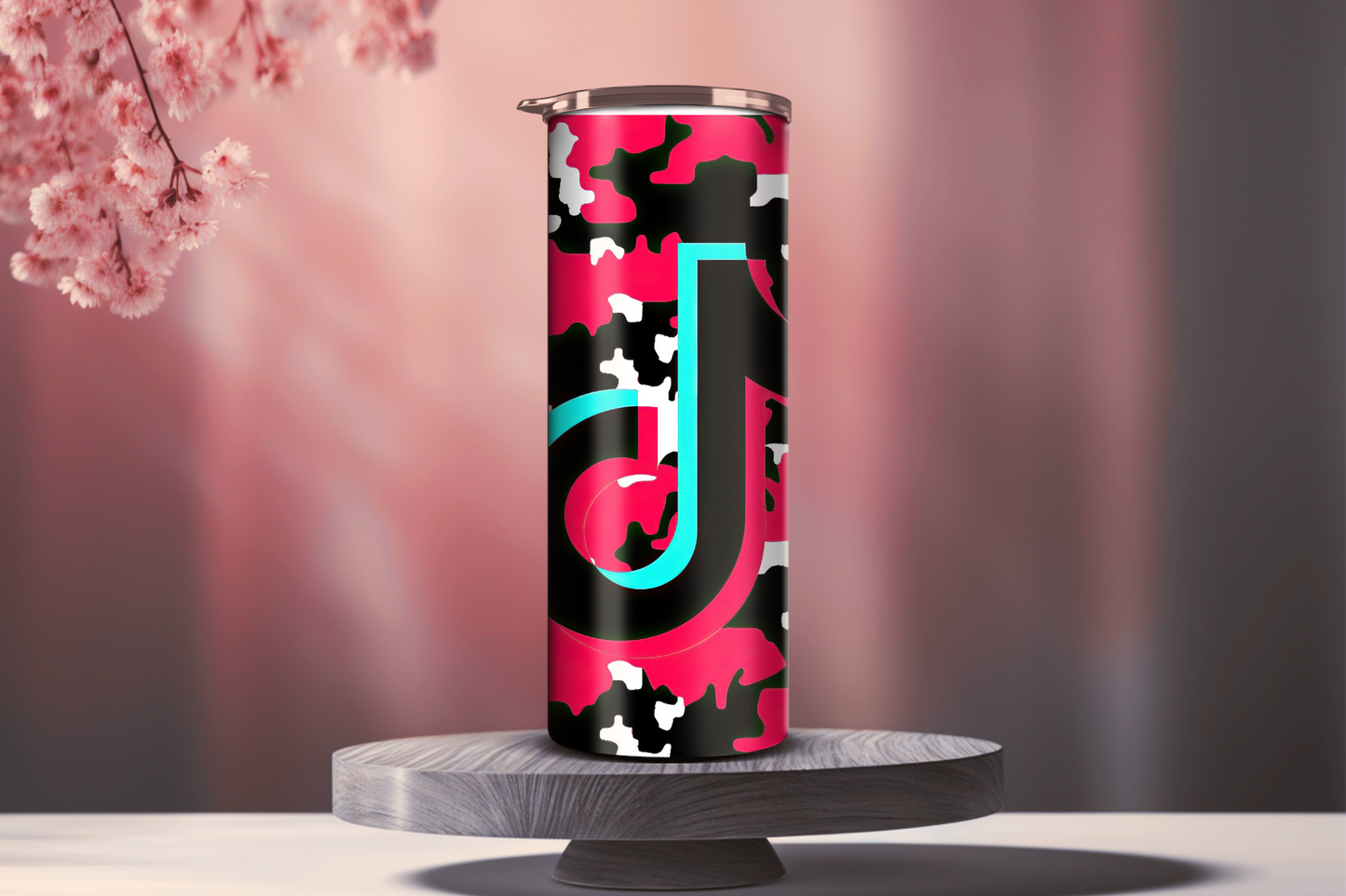 Tik Tok Pink White & Black Skinny Tumbler, 20oz