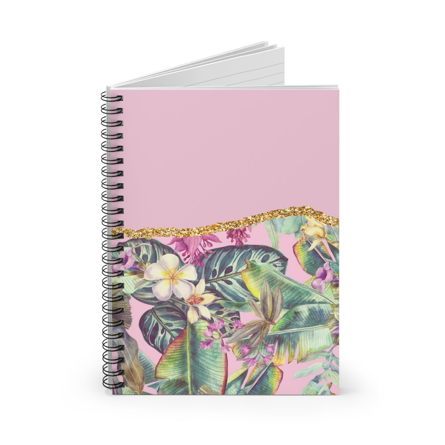 Pink Floral Journal or Notebook. Minimalist, Notes Spiral Notebook - Ruled Line