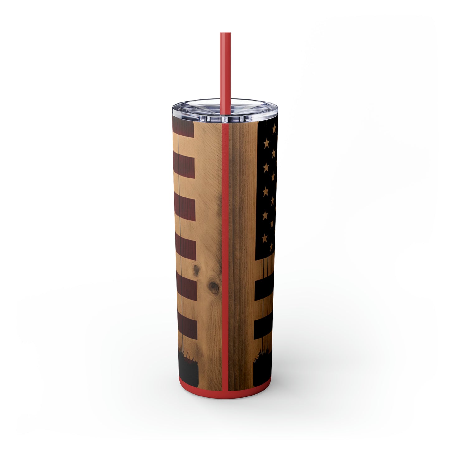 USA Veteran Soldier, American Flag EcoChic 20oz Skinny Stainless Steel Tumbler with Straw