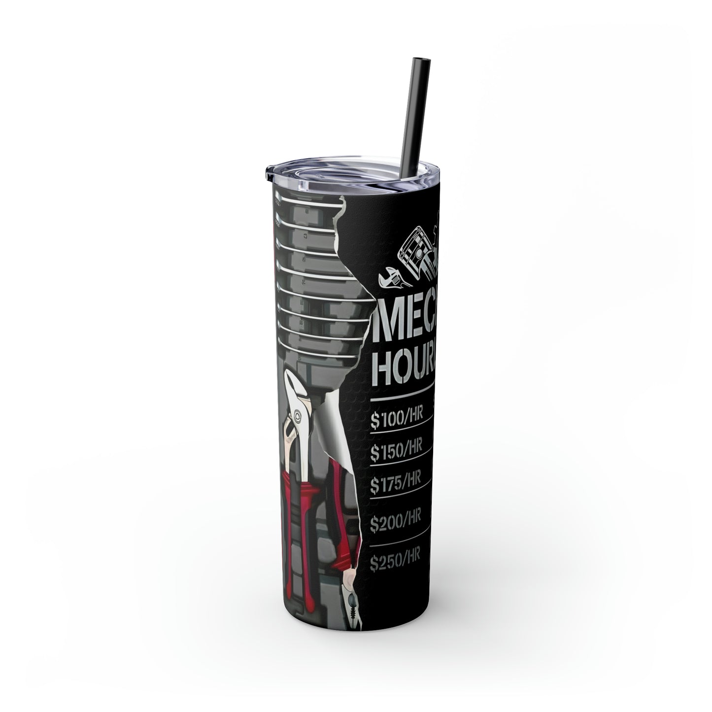 Mechanics Rate Skinny Tumbler with Straw, 20oz