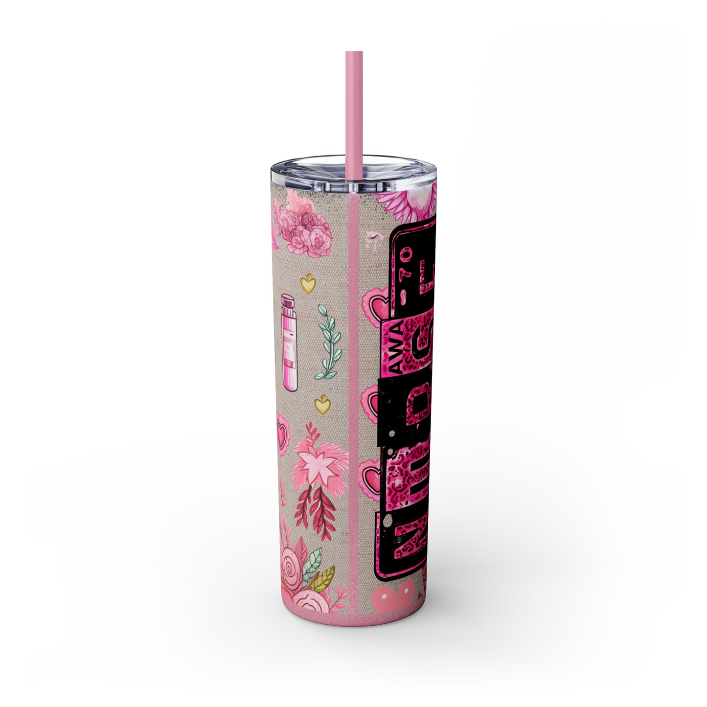 Nurse Pink ,EcoChic 20oz Skinny Stainless Steel Tumbler with Straw