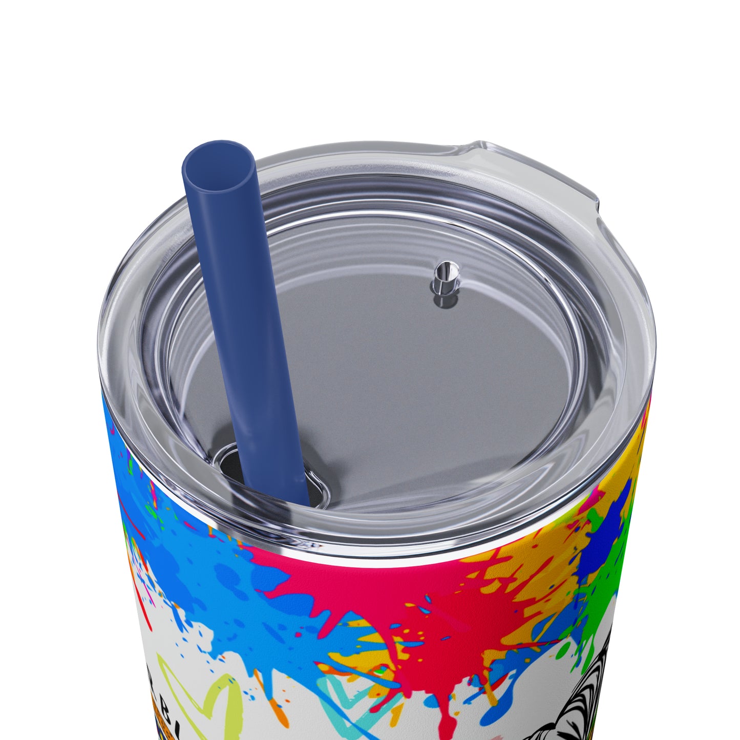 Autism awareness, Mama EcoChic 20oz Skinny Stainless Steel Tumbler with Straw