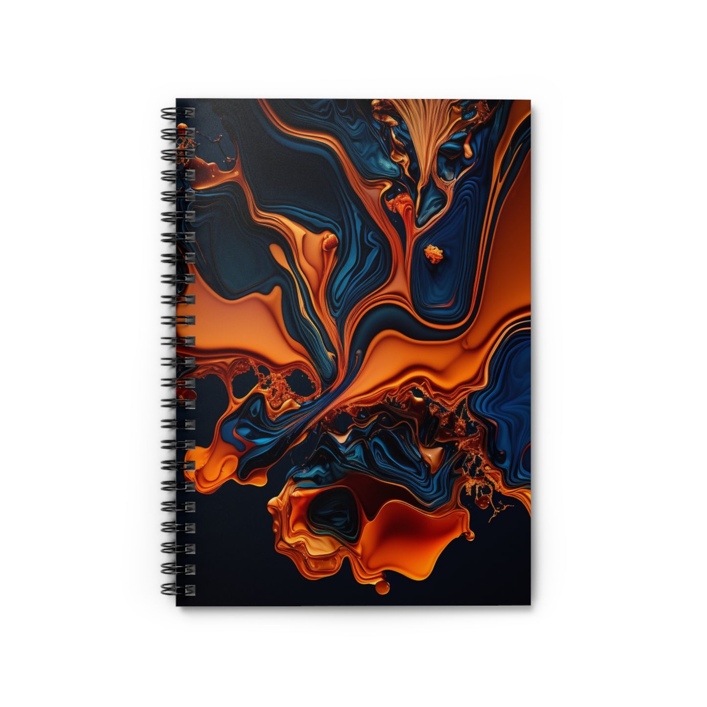 Navy and orange swirl designed journal or Notebook. Boho, minimalist, Notes Spiral Notebook - Ruled Line