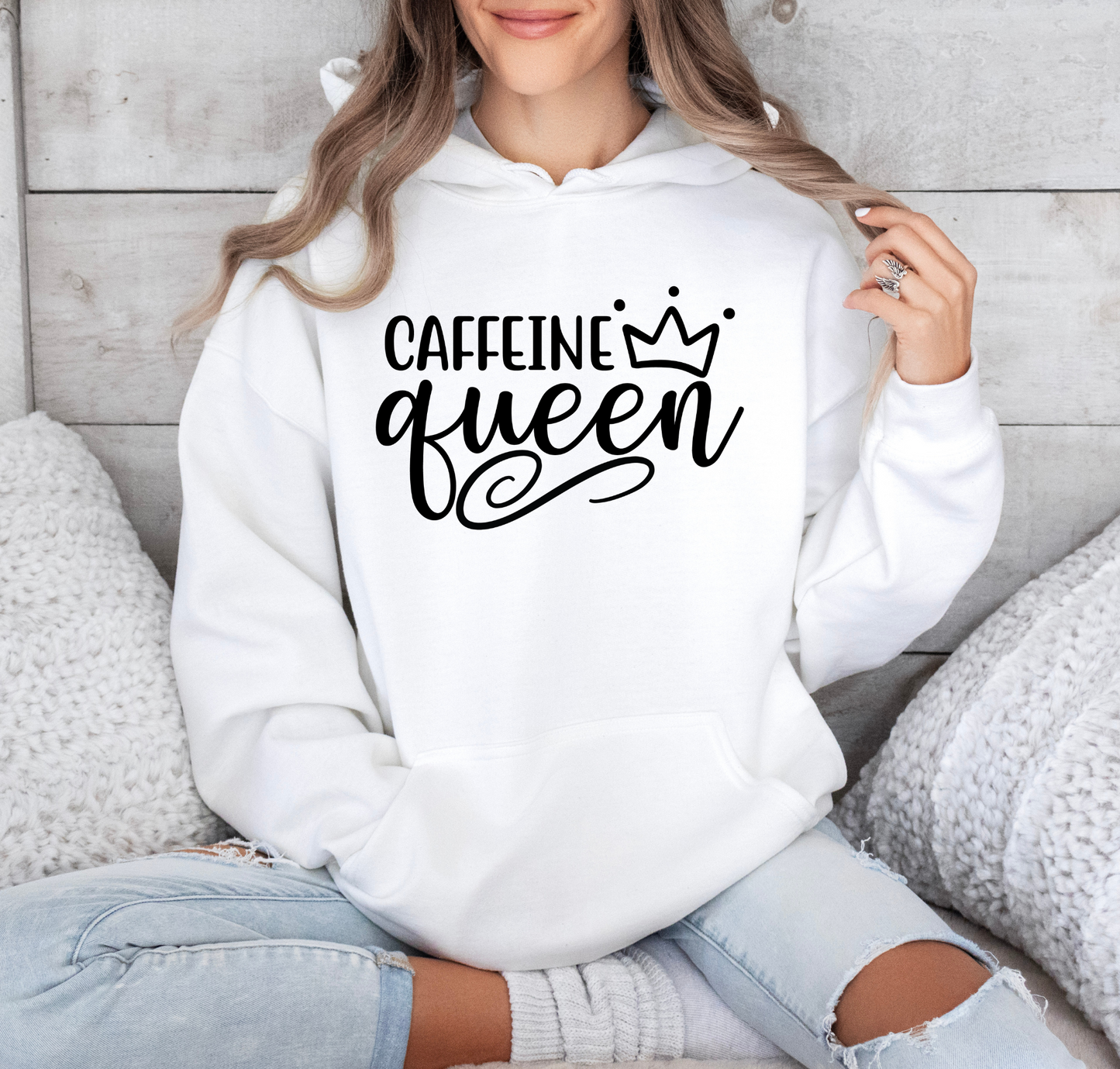 Caffeine Queen Hoodie - Comfortable & Fashionable Sweatshirt in Multiple Colors Coffee Lover, Caffeine Lover