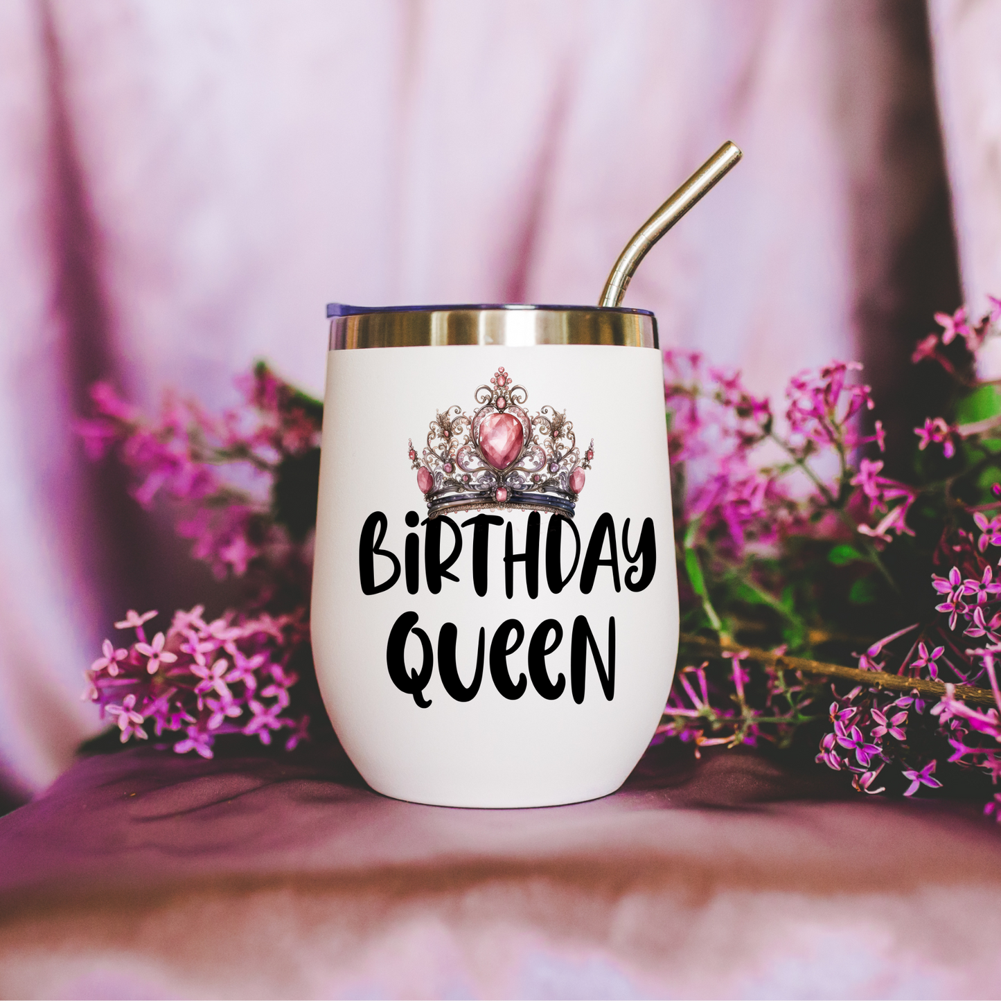 Birthday Queen Insulated Wine Tumbler - Elegant, Personalized Drinkware