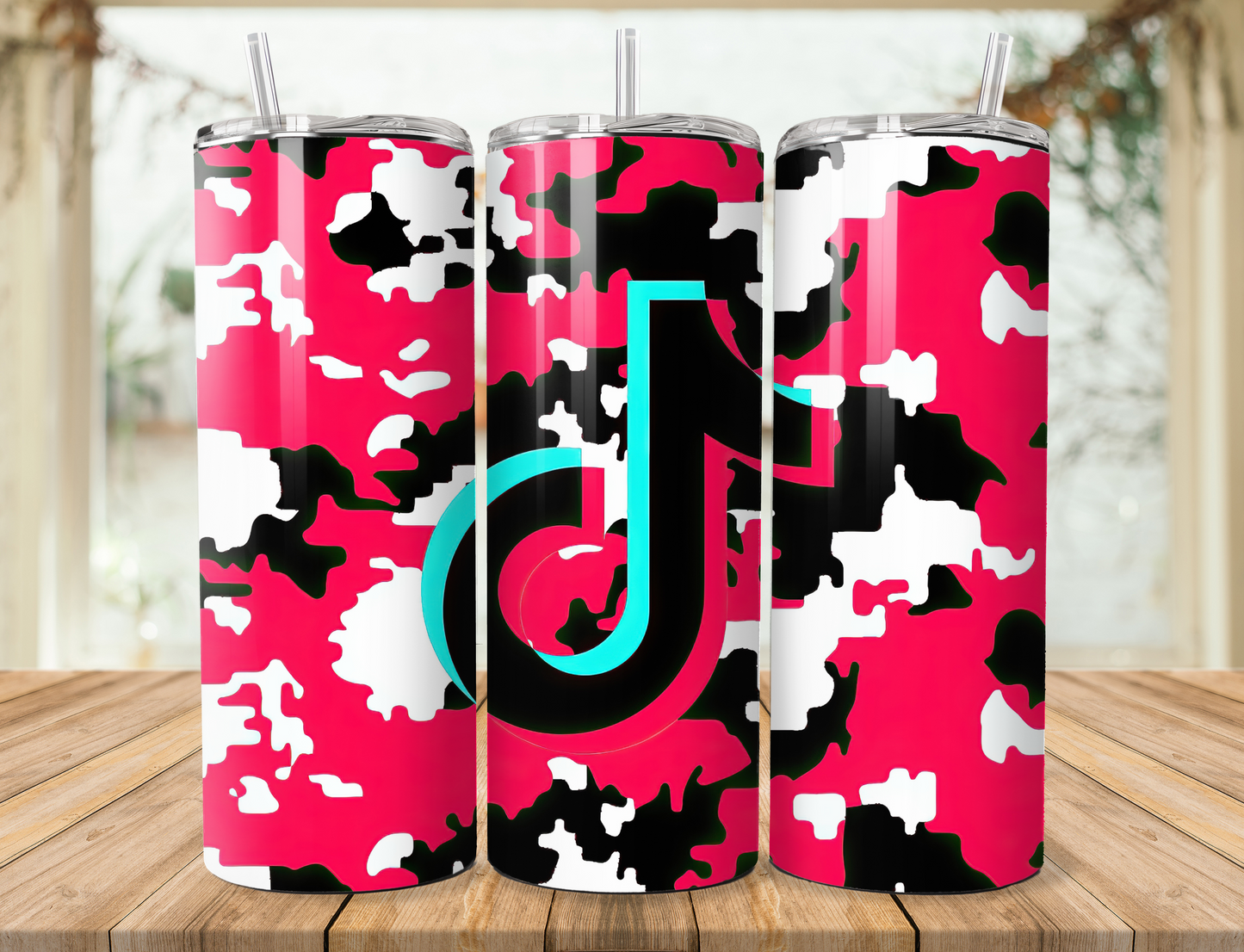 Tik Tok Pink White & Black Skinny Tumbler, 20oz