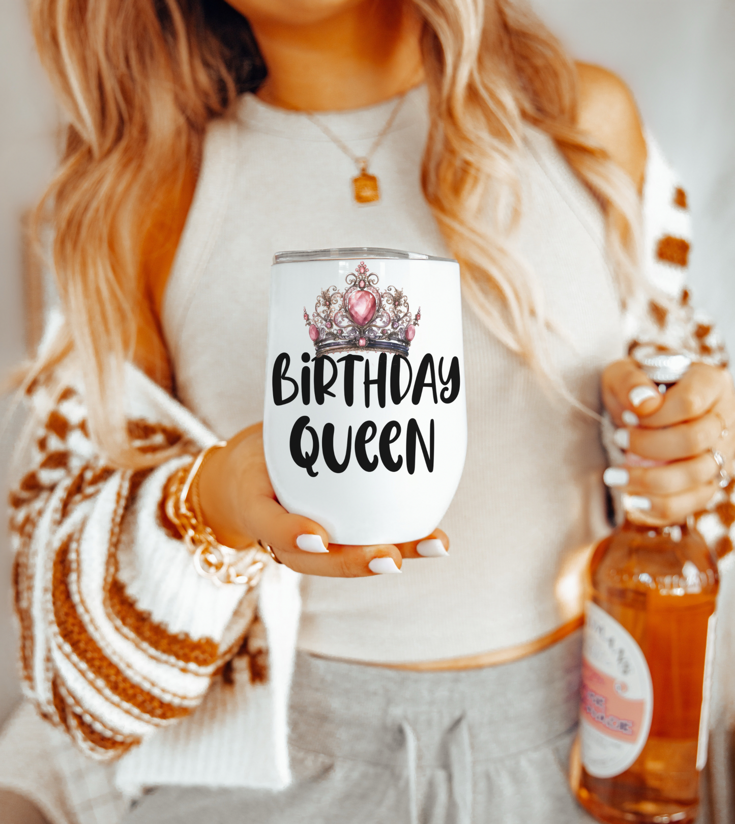 Birthday Queen Insulated Wine Tumbler - Elegant, Personalized Drinkware