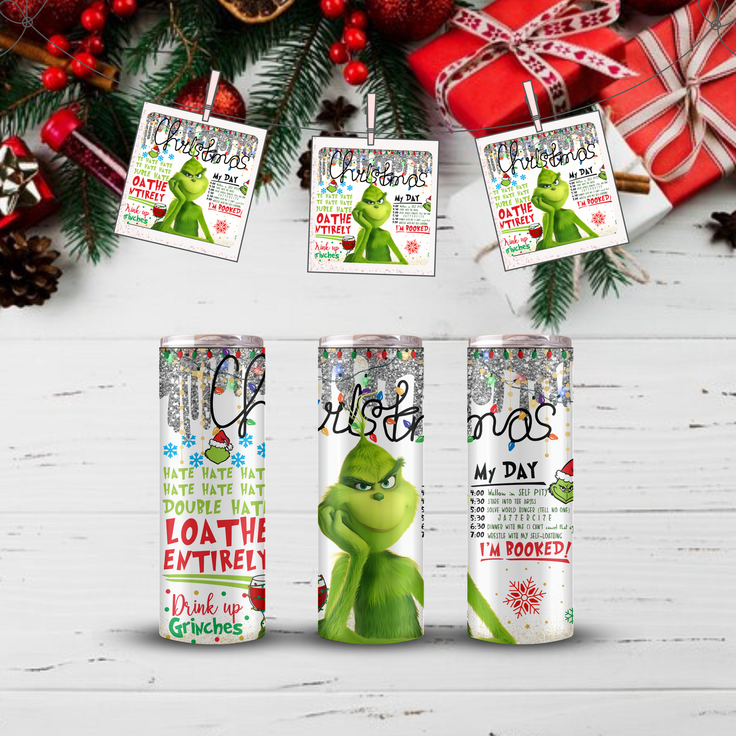 Merry Grinchmas 20oz Skinny Tumbler - Festive & Insulated