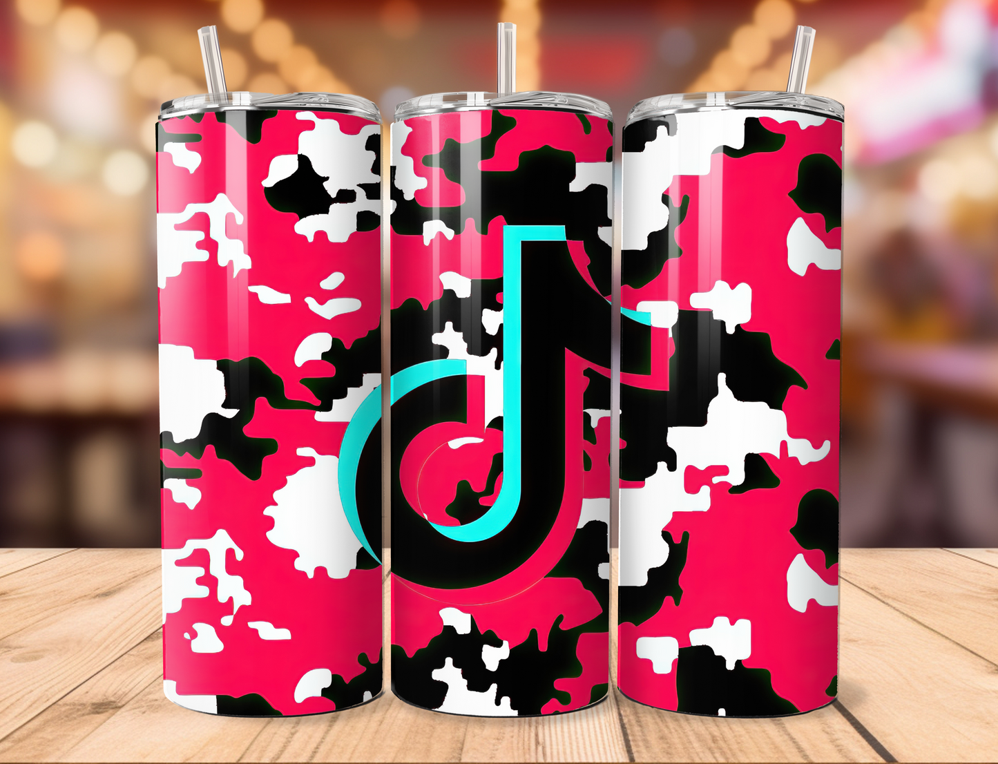 Tik Tok Pink White & Black Skinny Tumbler, 20oz