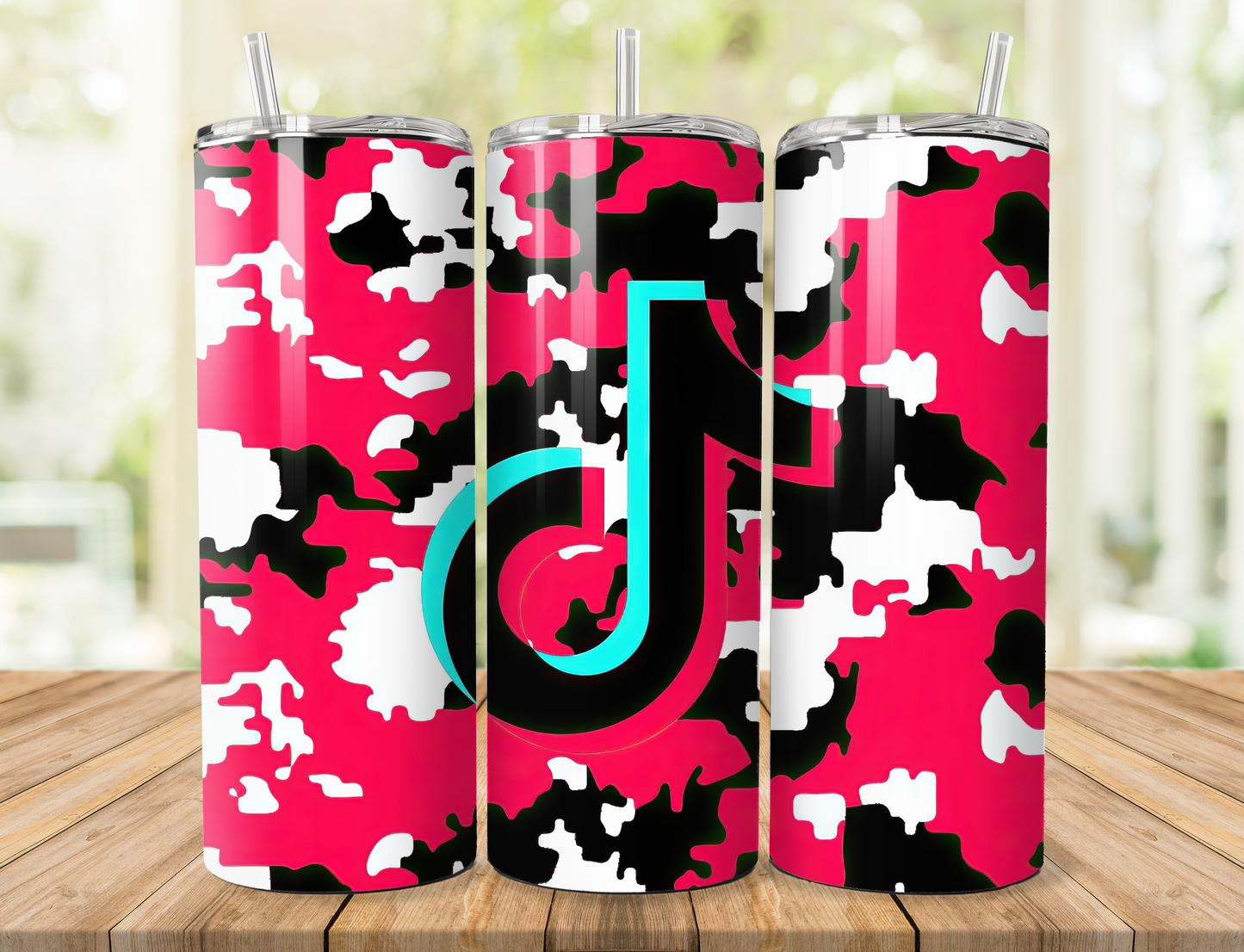 Tik Tok Pink White & Black Skinny Tumbler, 20oz