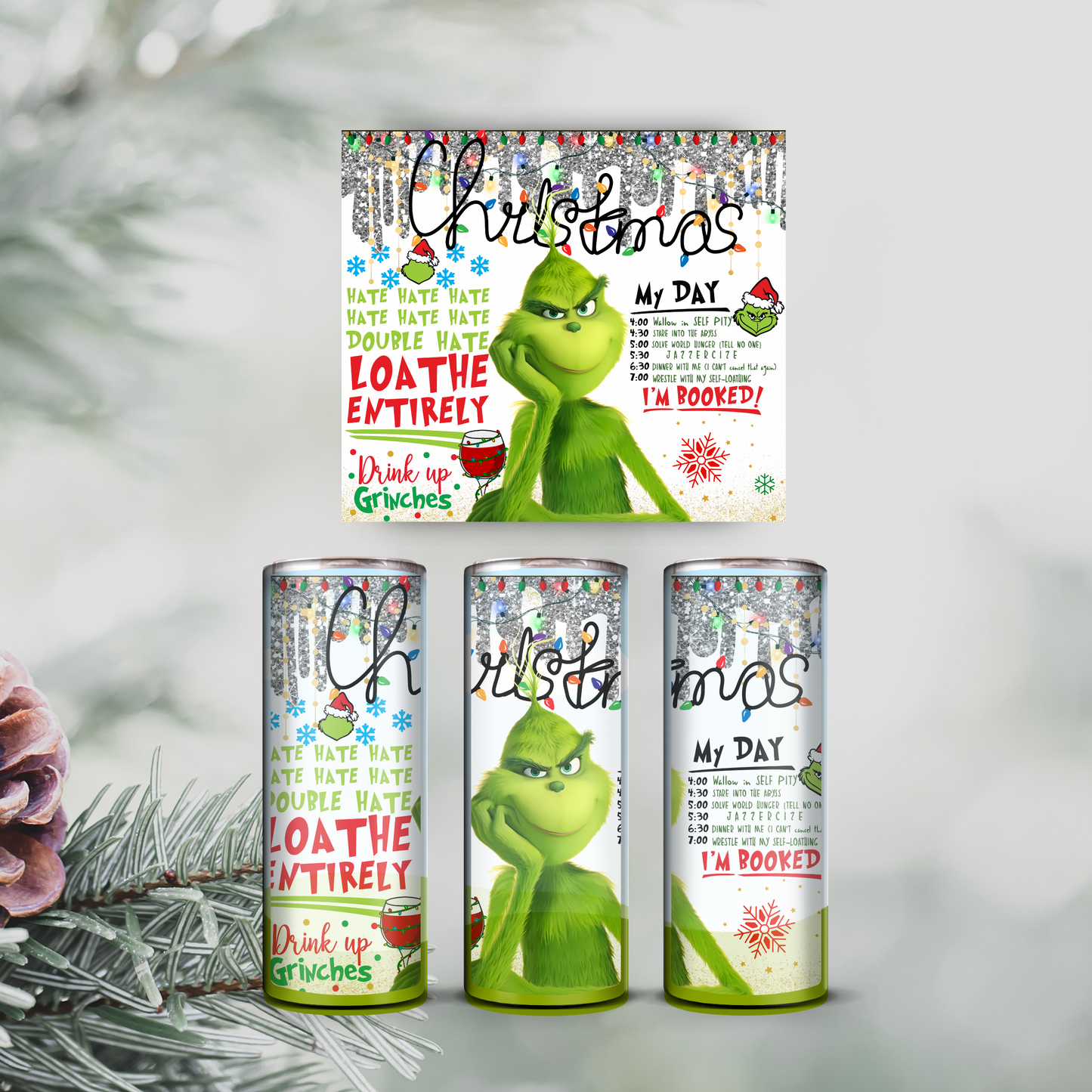 Merry Grinchmas 20oz Skinny Tumbler - Festive & Insulated