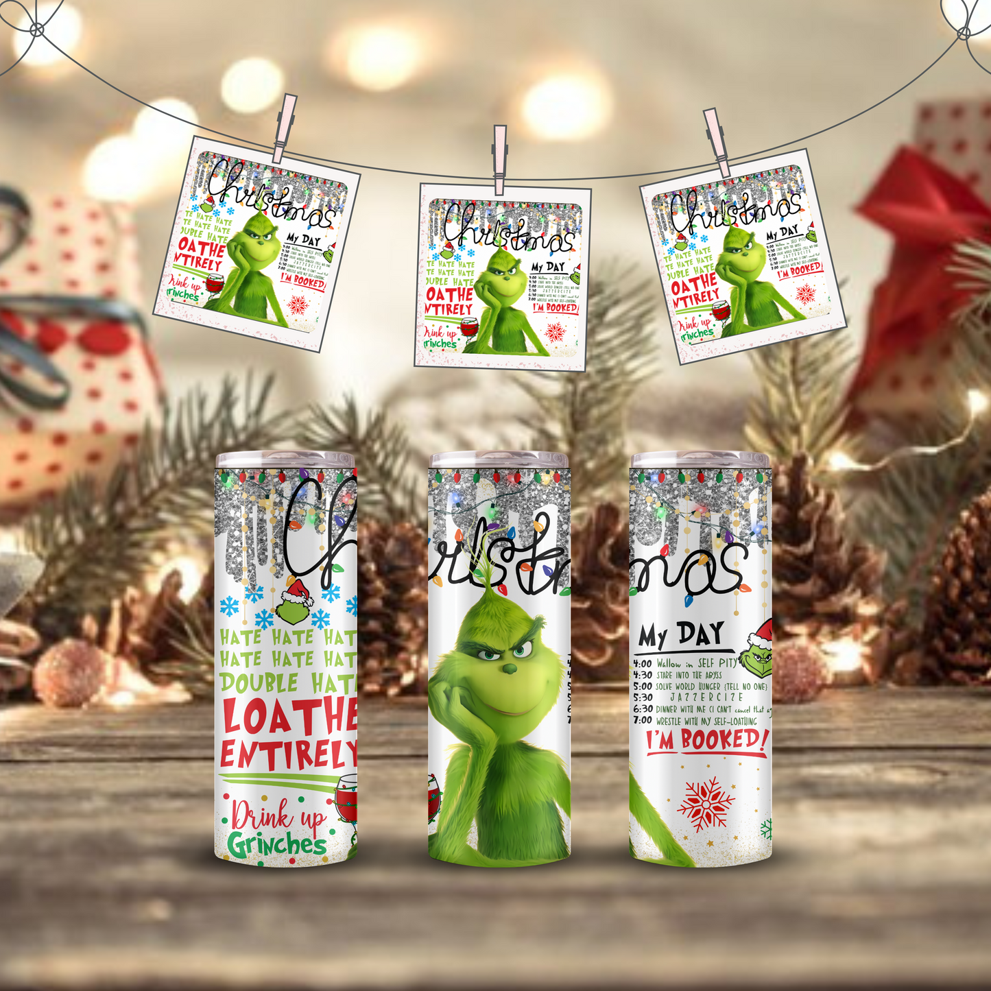 Merry Grinchmas 20oz Skinny Tumbler - Festive & Insulated