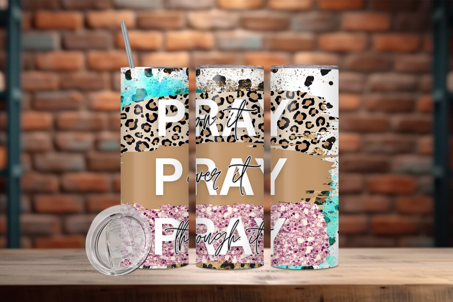Pray Pray Pray, Christian Skinny Tumbler, 20oz