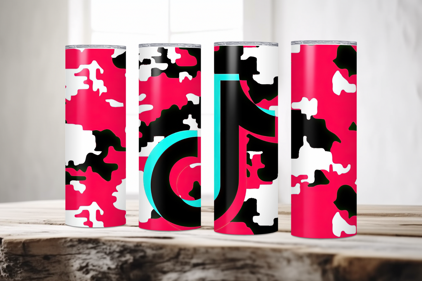 Tik Tok Pink White & Black Skinny Tumbler, 20oz