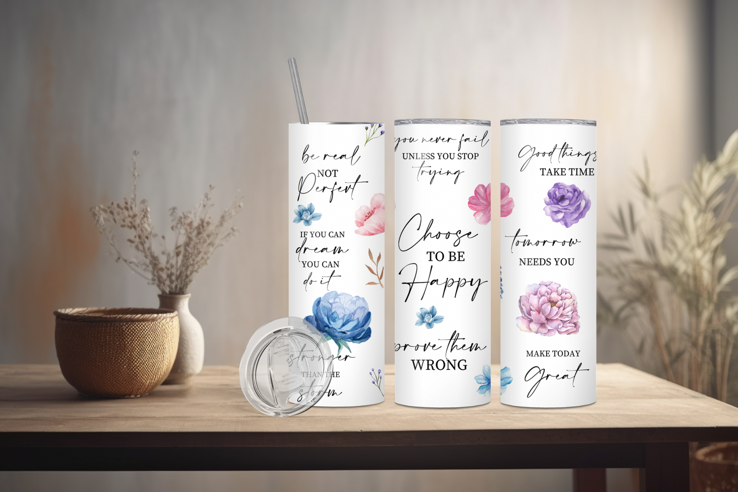 Choose to be happy! Skinny Tumbler, 20oz
