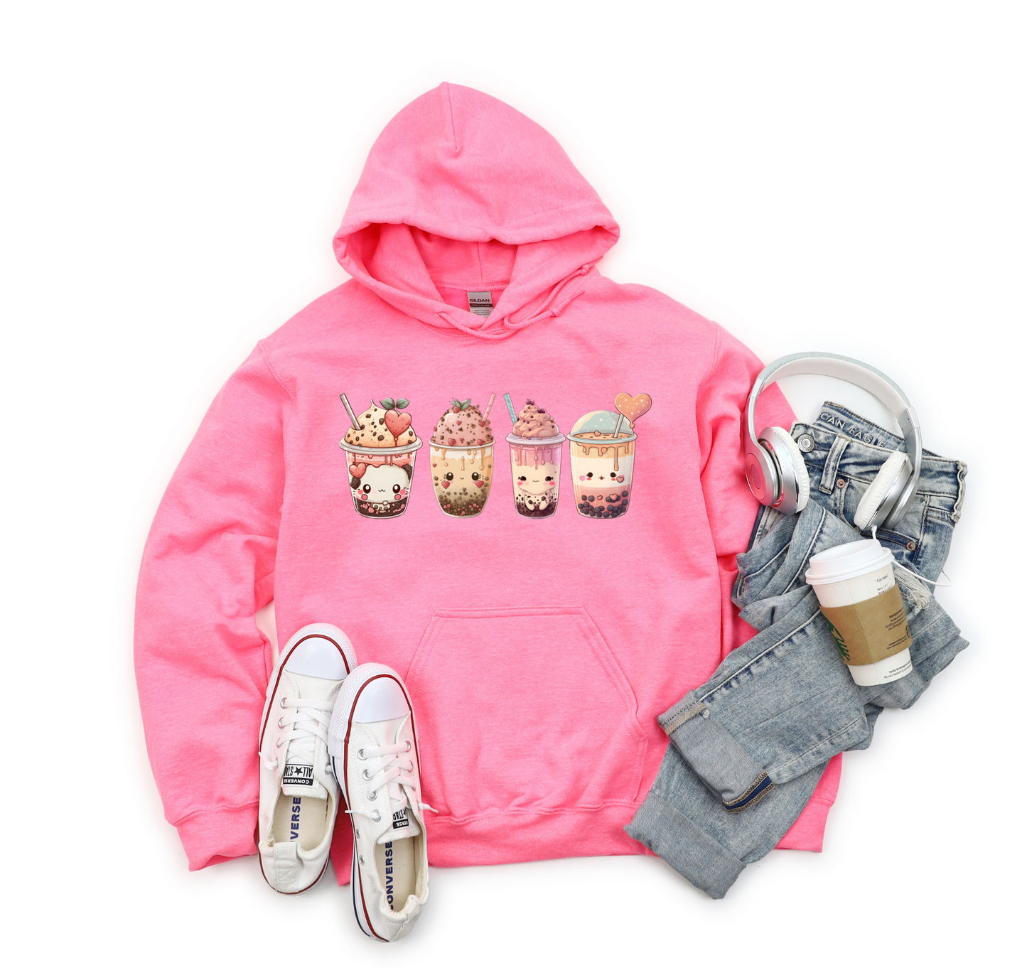 Kawaii Lovers' BubbleTea Unisex Hoodie - Comfortable & Fashionable Sweatshirt in Multiple Colors